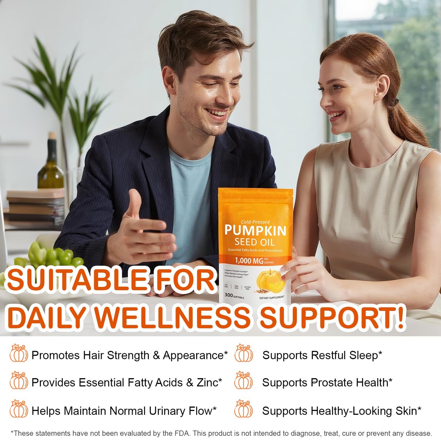 Buyourtaste Pumpkin Seed Oil with Saw Palmetto Softgels, 300 Count
