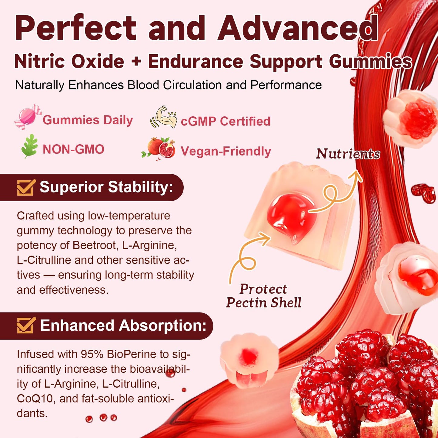 Totaria Beet Root Gummies - Blood Pressure & Cardiovascular Support, Beetroot Supplement with Grape Seed, Pomegranate - Nitric Oxide Gummies for Heart Health, Circulation, Vegan, Non-GMO, Sugar Free 60 Count