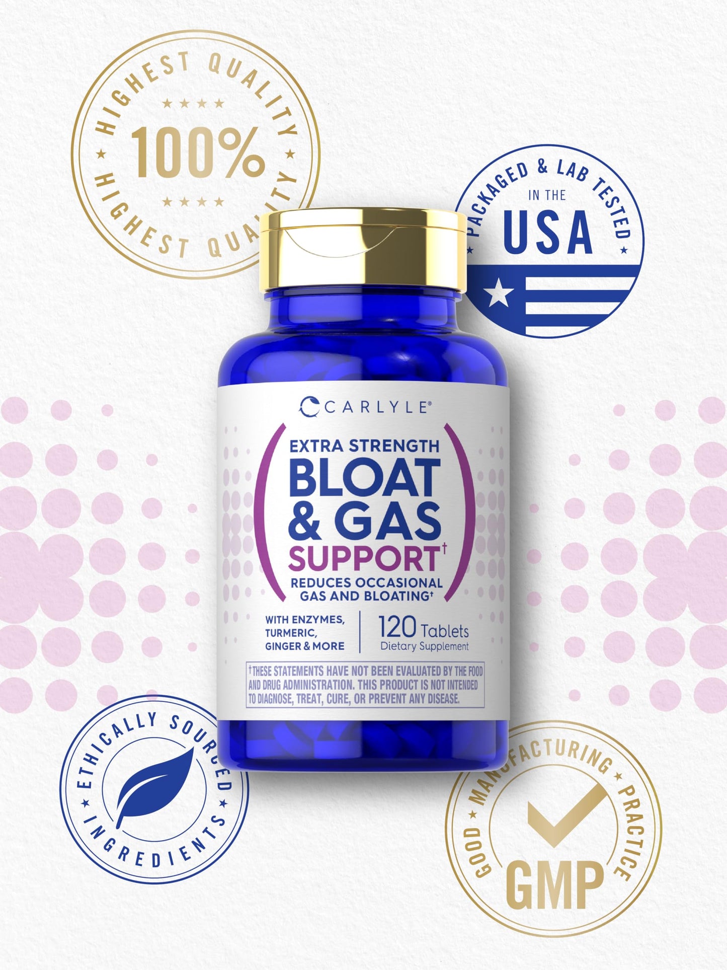 Carlyle Bloat & Gas Support for Men & Women 120 Tablets
