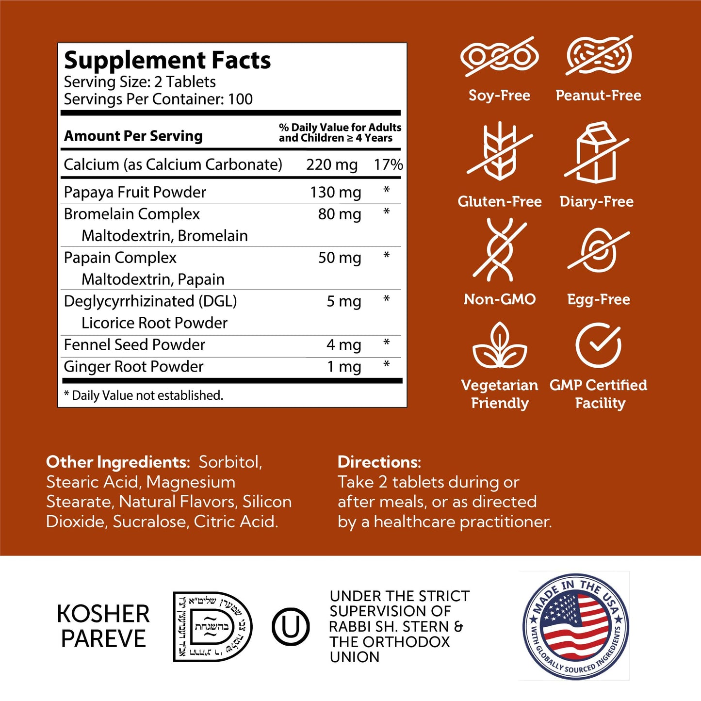 Zahler AfterMeals Digestive Enzymes Chewable 100 Tablets