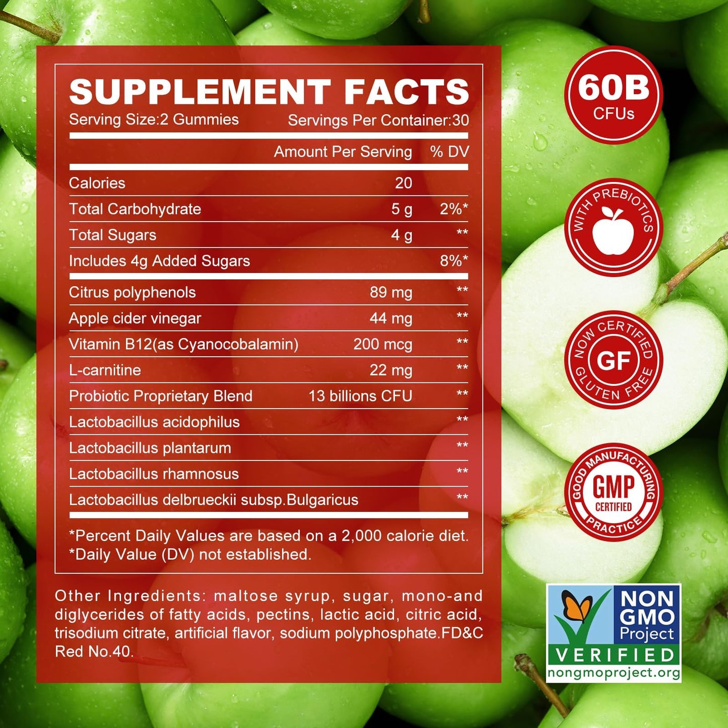 Montue Apple Cider Vinegar B12 Multivitamin Gummies 30 Count