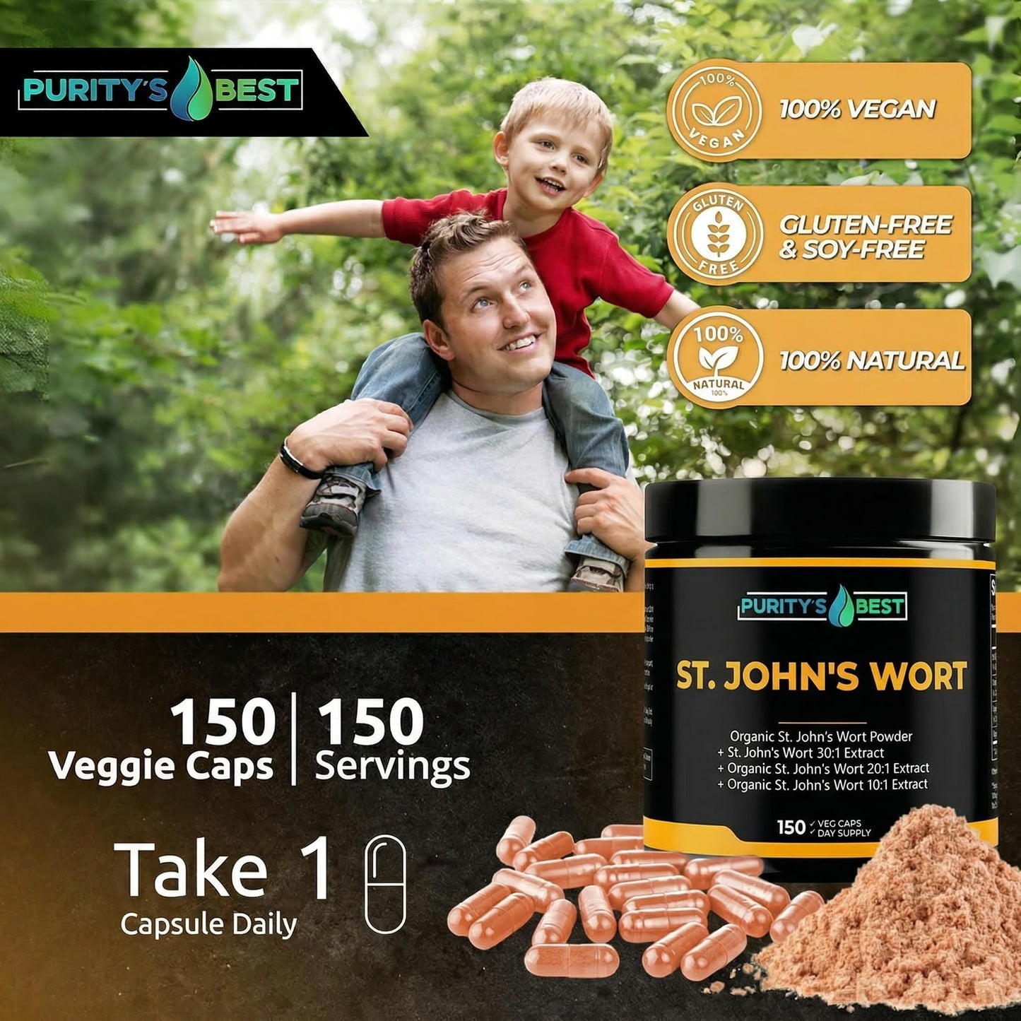 Purity's Best St. John's Wort 500 mg Capsule, 150 Count