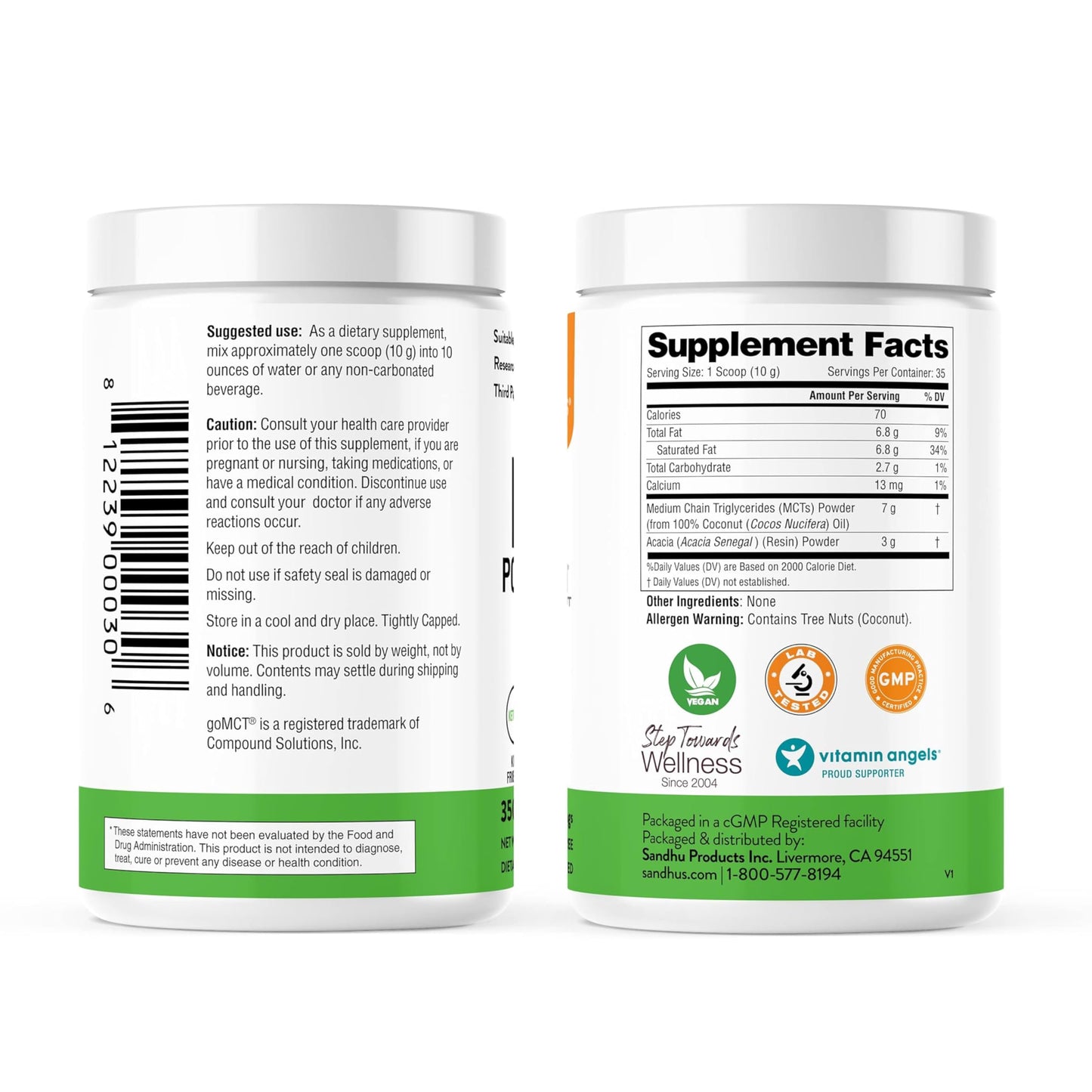 Sandhu's MCT Oil Powder with Prebiotic Fiber, 10.6 oz