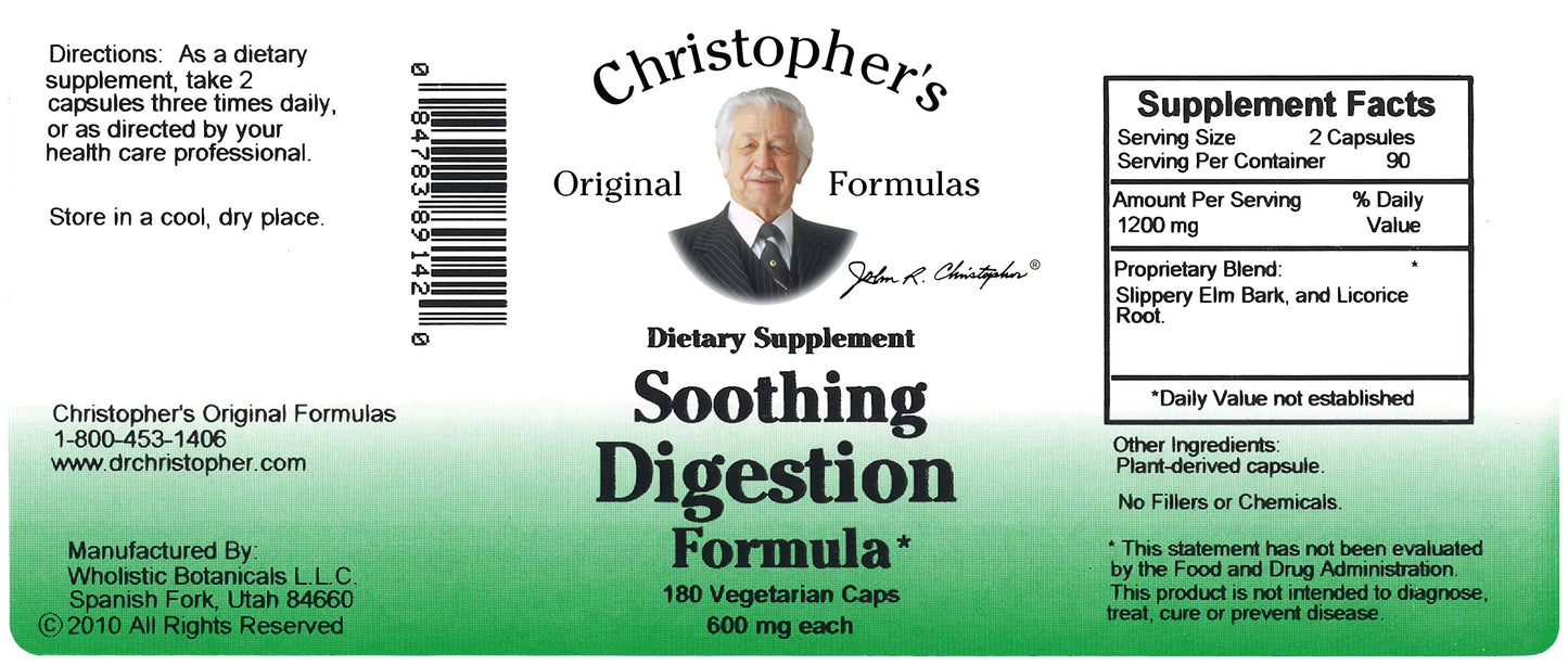 Christopher's Original Formulas Soothing Digestion Capsule 180 Count