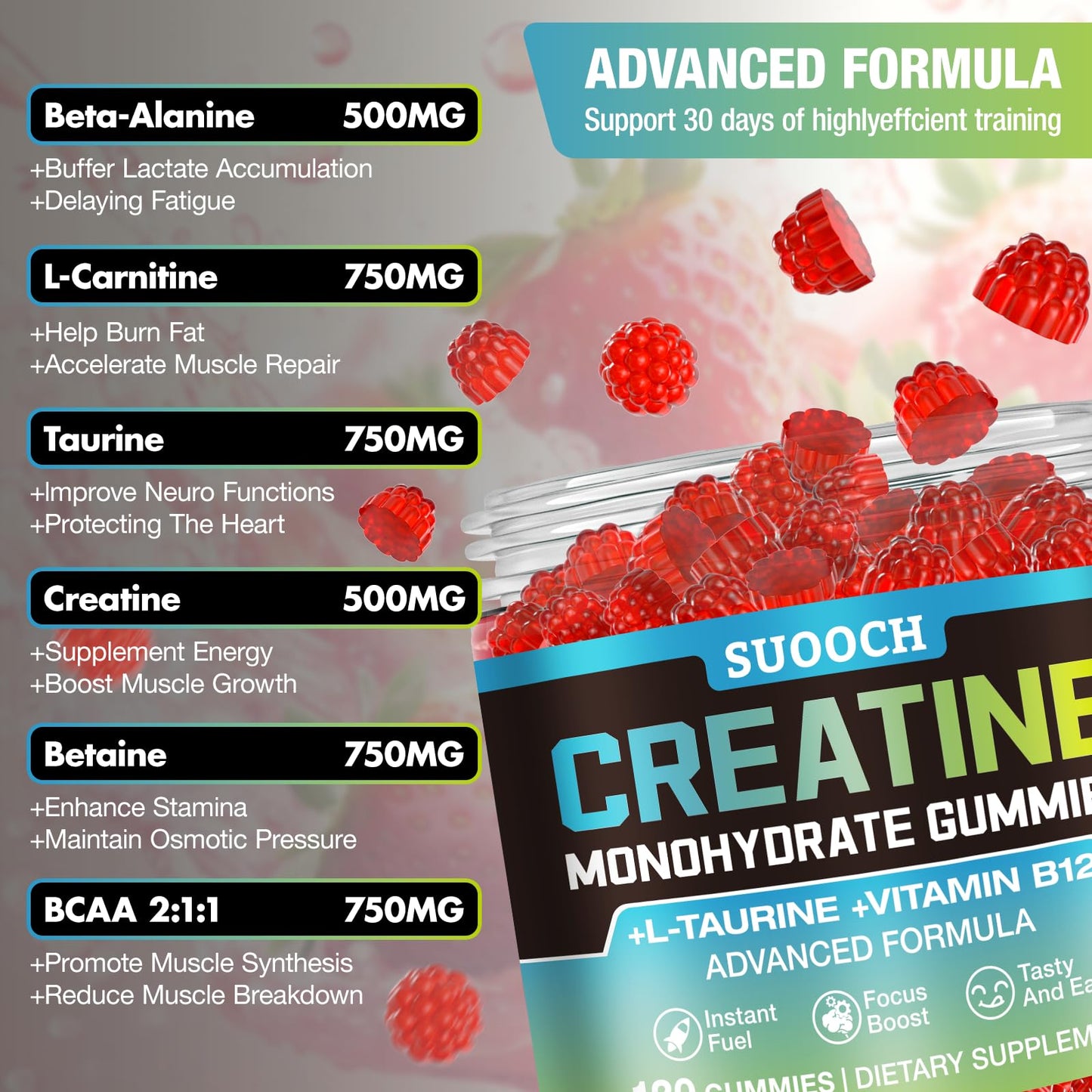 SUOOCH Creatine Gummies, 120 Count