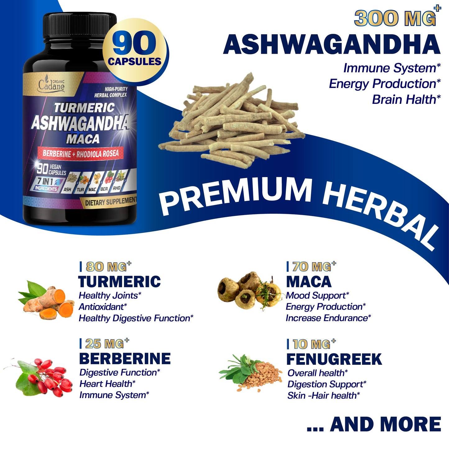 Organic Cadane Ashwagandha 90 Capsules