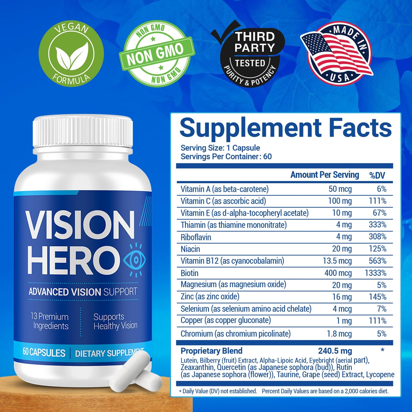 Vision Hero Advanced Vision Support Capsules 60 Count