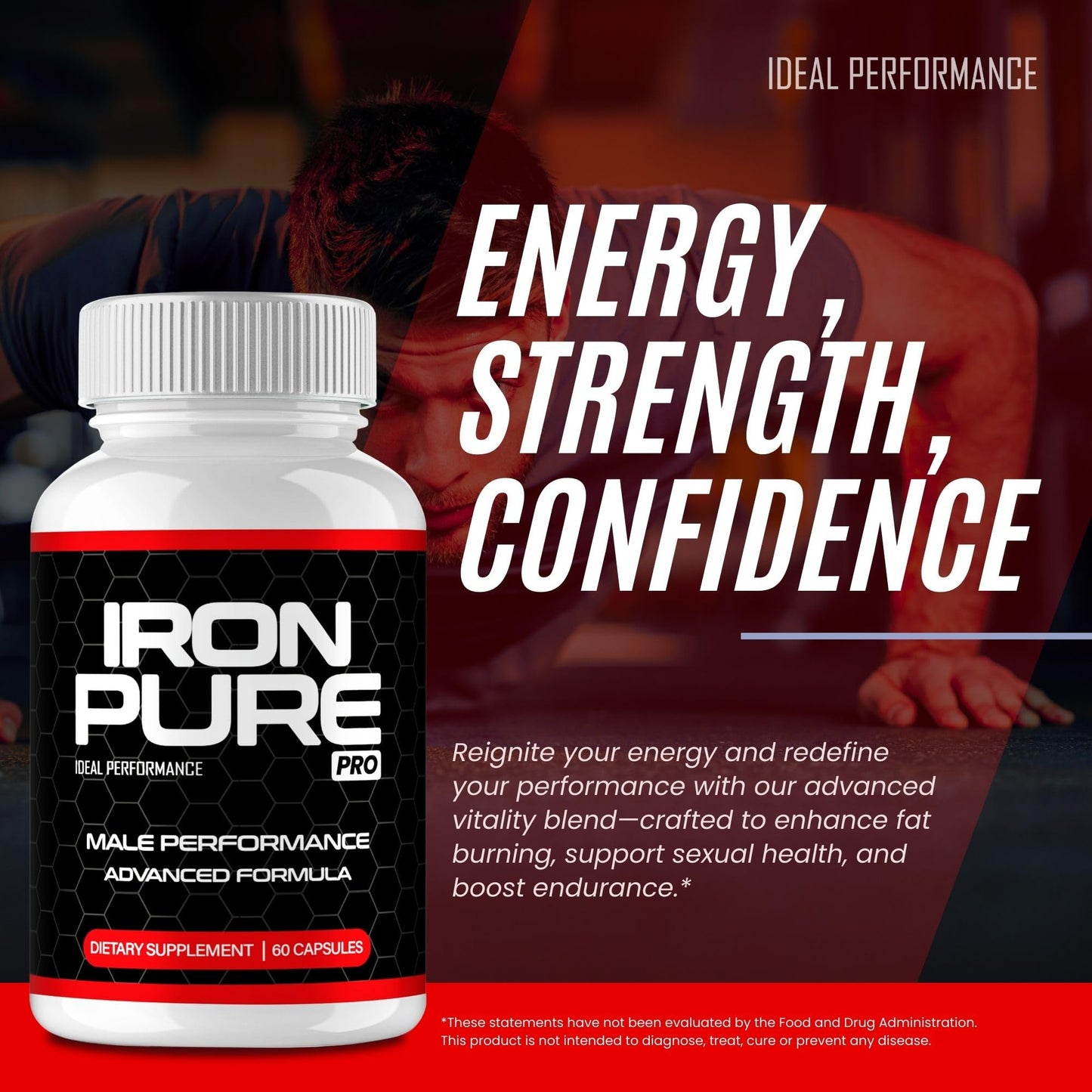 IDEAL PERFORMANCE Iron Pure Supplement Capsules, 60 Capsules