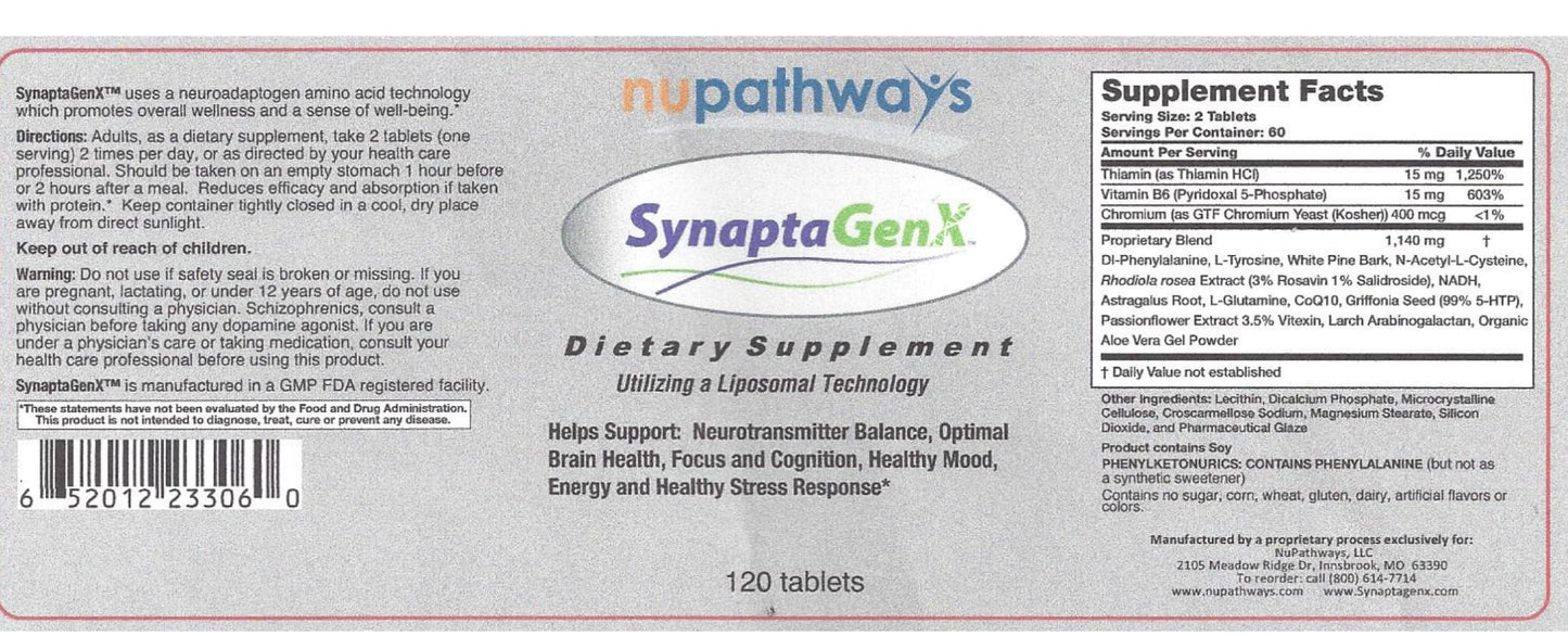 NuPathways SynaptaGenX 120 Capsules