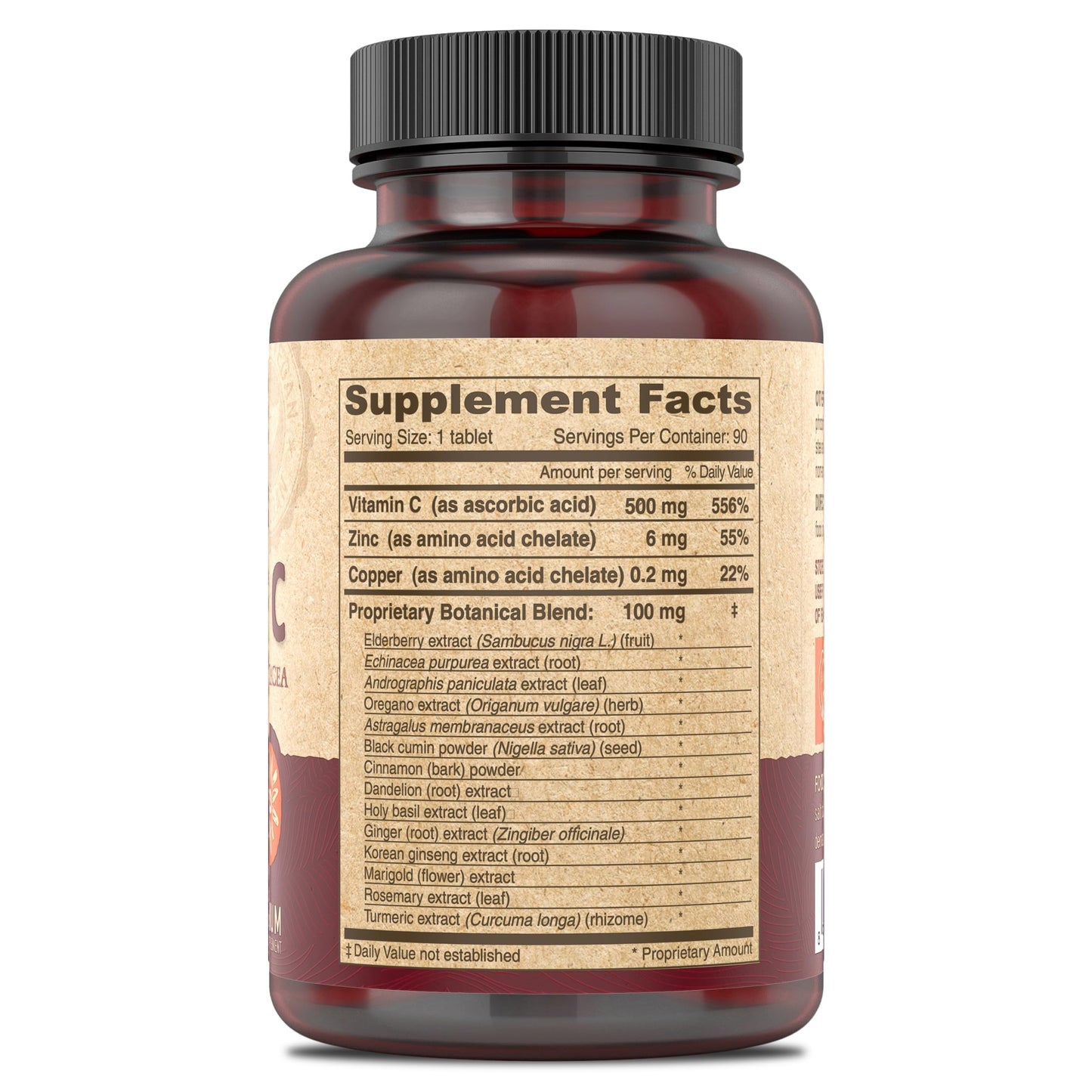 DEVA Vegan Vitamin C 500 mg with Elderberry, Echinacea, Zinc & More Tablets, 90 Count