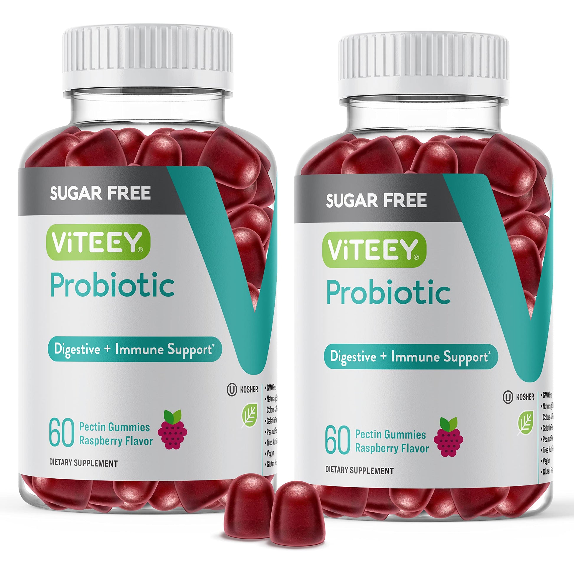 Viteey Probiotic Gummies for Women, Men & Teens, 2 Billion CFUs Sugar Free, Gummy, 120 Count
