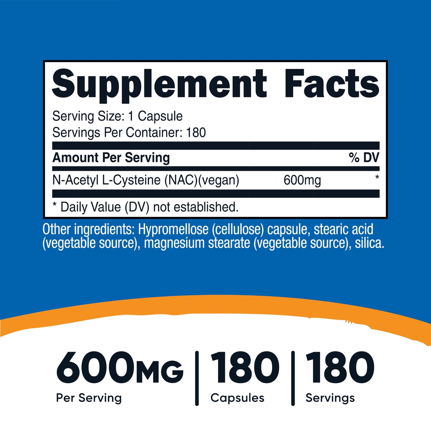Nutricost N-Acetyl L-Cysteine (NAC) 600mg Capsule, 180 Capsules