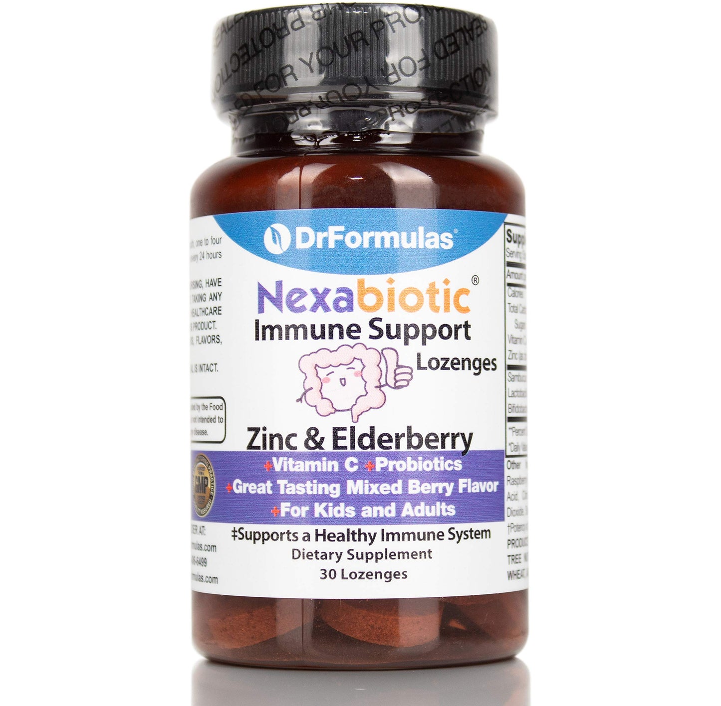 DrFormulas Elderberry, Zinc, Vitamin C Lozenges with Echinacea and Nexabiotic Probiotics Chewable, 30 Count