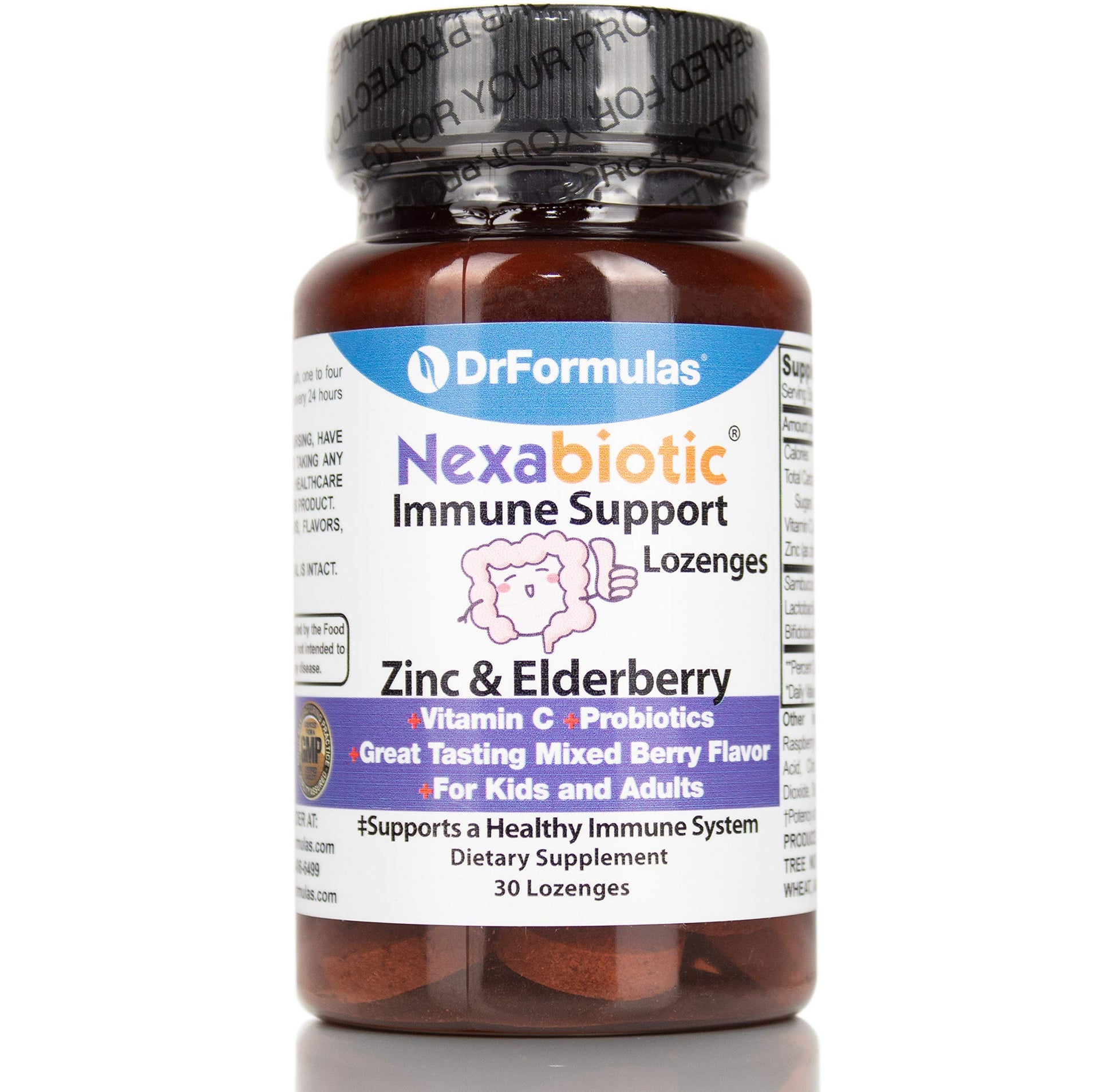 DrFormulas Elderberry, Zinc, Vitamin C Lozenges with Echinacea and Nexabiotic Probiotics Chewable, 30 Count
