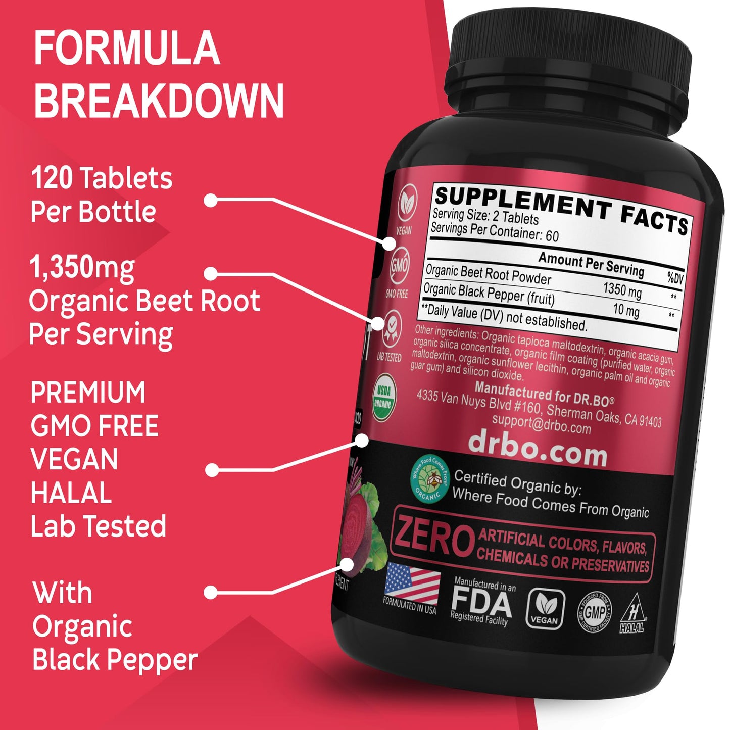 DR. BO Beet Root Tablets 120 Count
