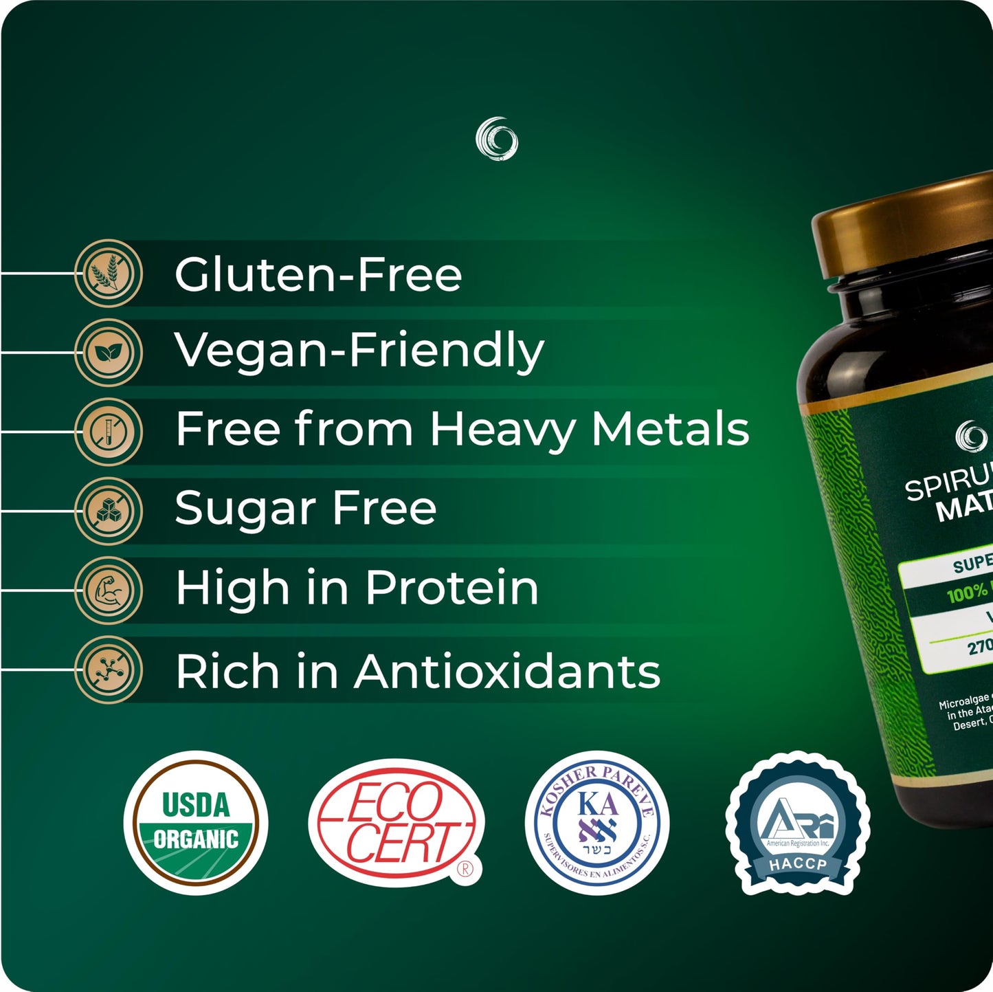 SpirulinaMater Spirulina Tablets, 270 Tablets