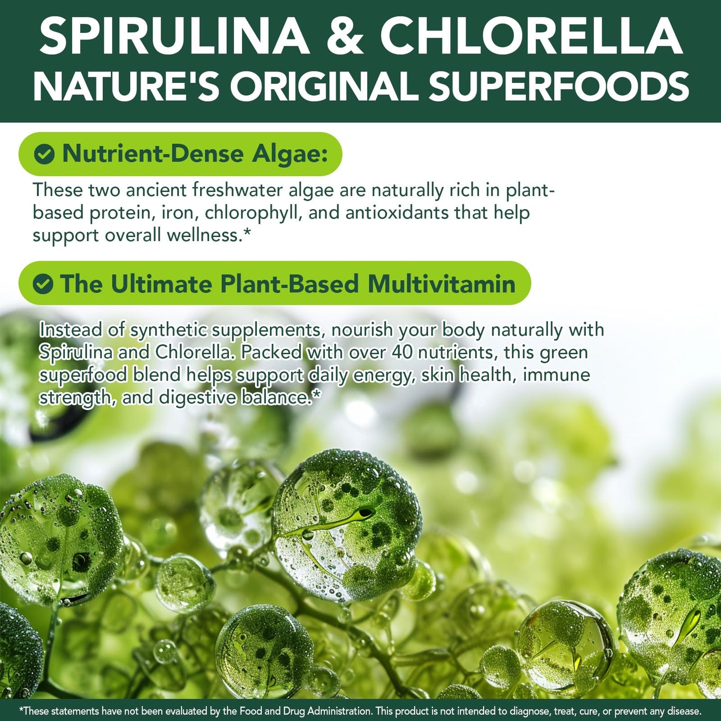 bnHUlMXw Organic Spirulina Chlorella Softgels, 300 Count