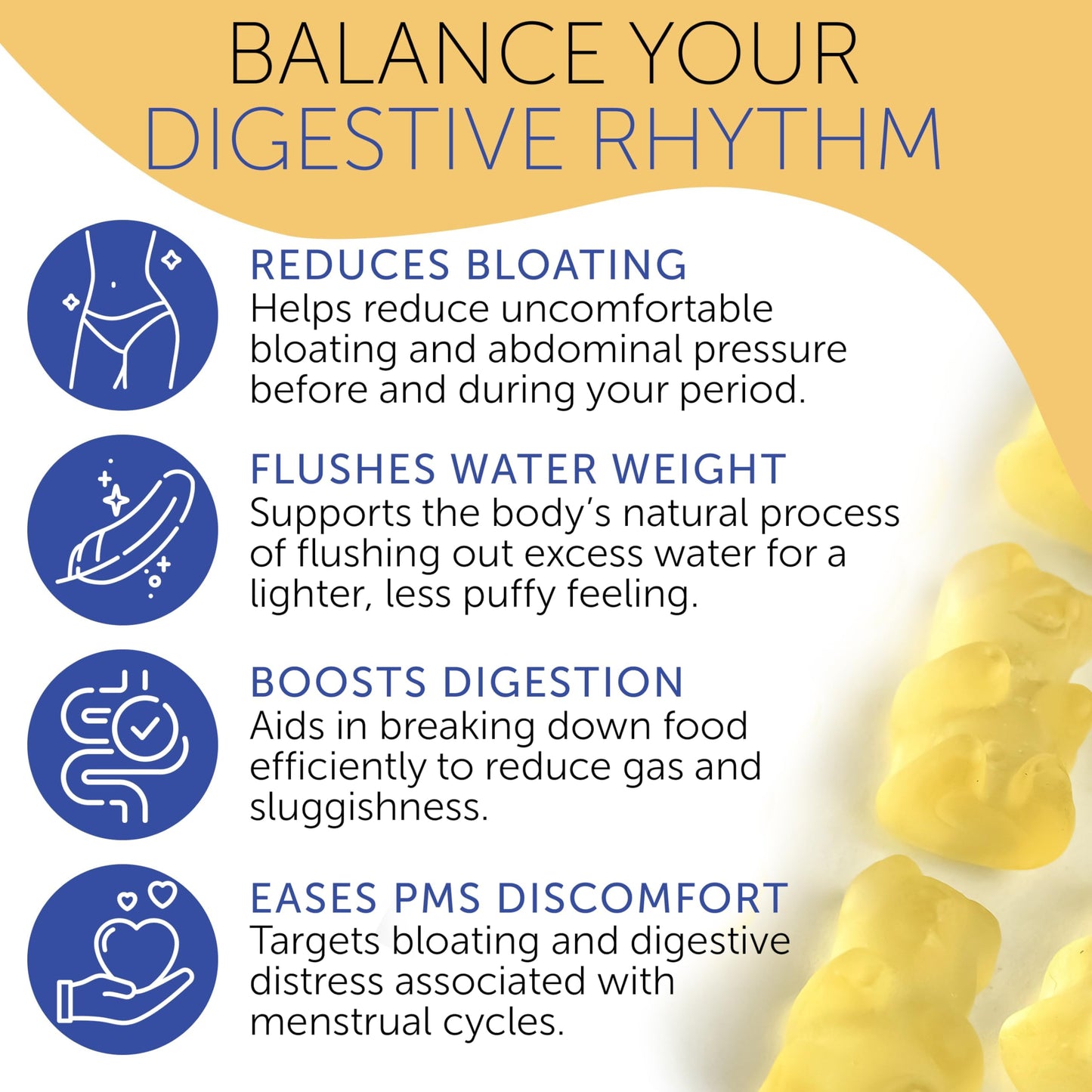 Terramed Just Think Comfort Bloating Relief for Women Debloating for Women | Supports Period Bloat, Digestion & Water Weight Balance | Helps Before & During Your Cycle | 60 Vegan Gummies, 8 oz