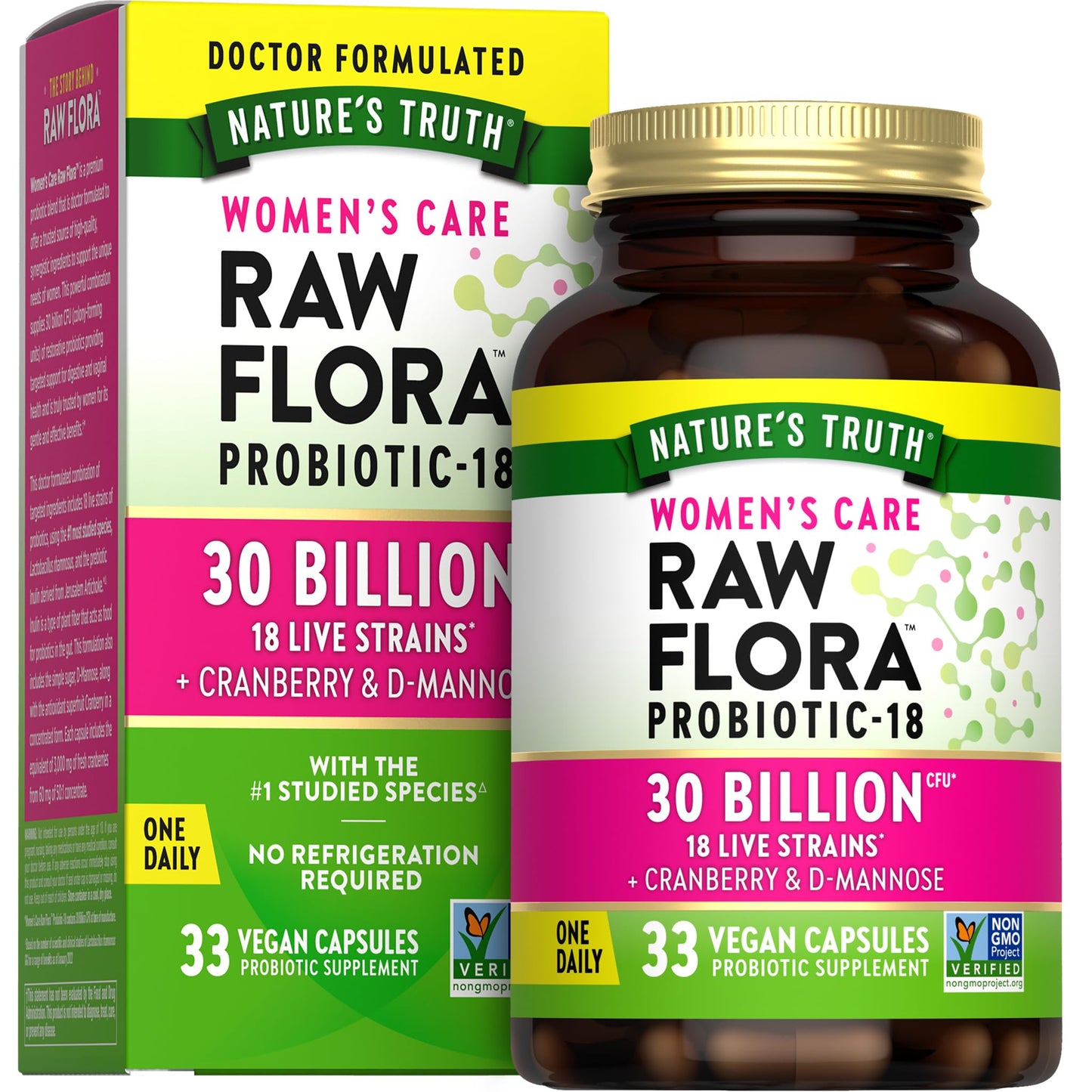 Nature's Truth Raw Flora Probiotics for Women 33 Capsules