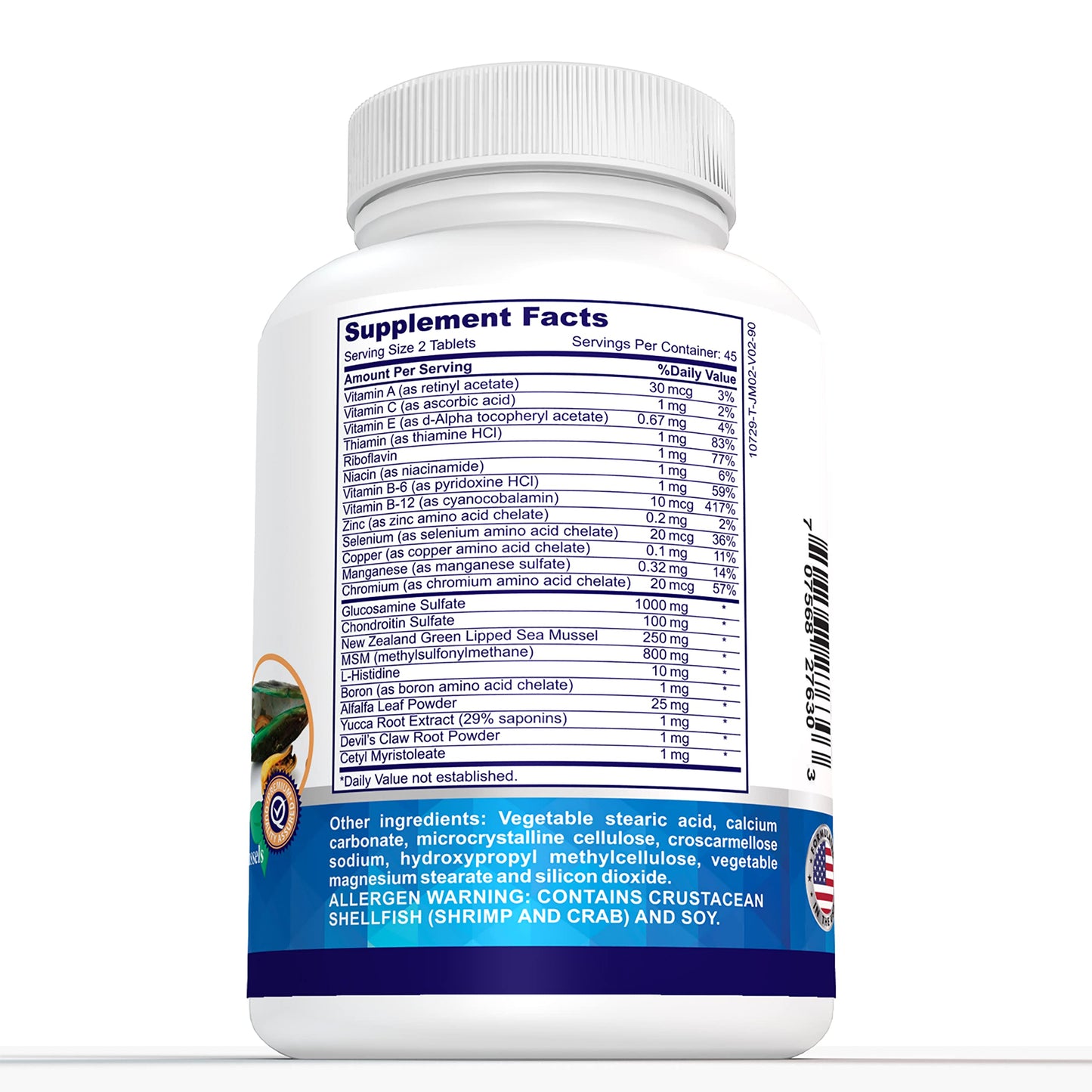 Vitality Span Glucosamine Chondroitin MSM Supplement 1900mg – High Potency Complex with Green Lipped Mussel, 90 Tablets