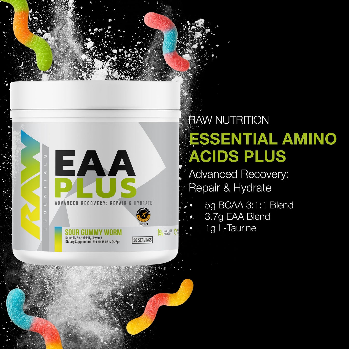 RAW EAA Plus Amino Acids Powder 15.03 Ounce