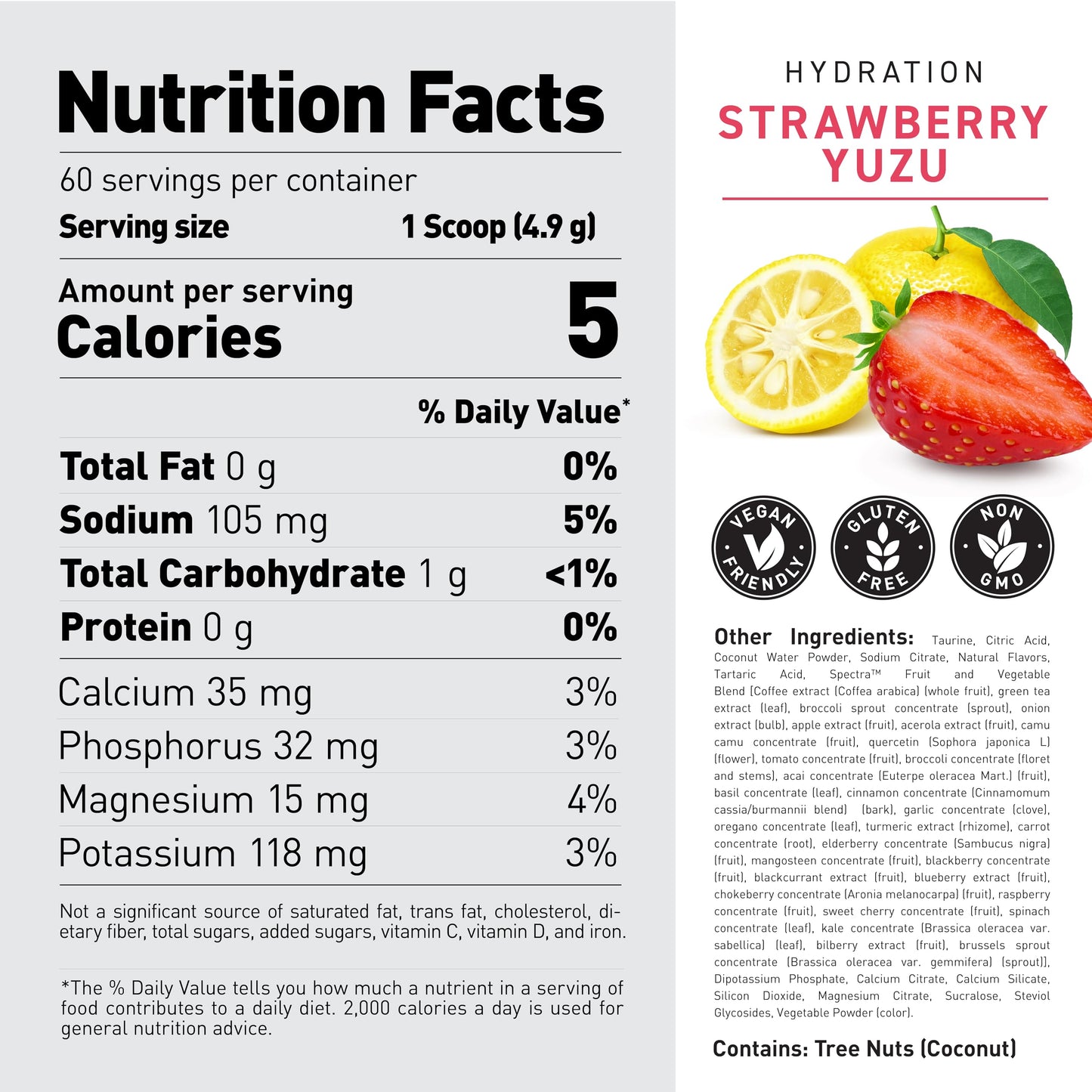 Kaged Sugar Free Hydration Powder 5 Key Electrolytes Coconut Water, 60 Servings