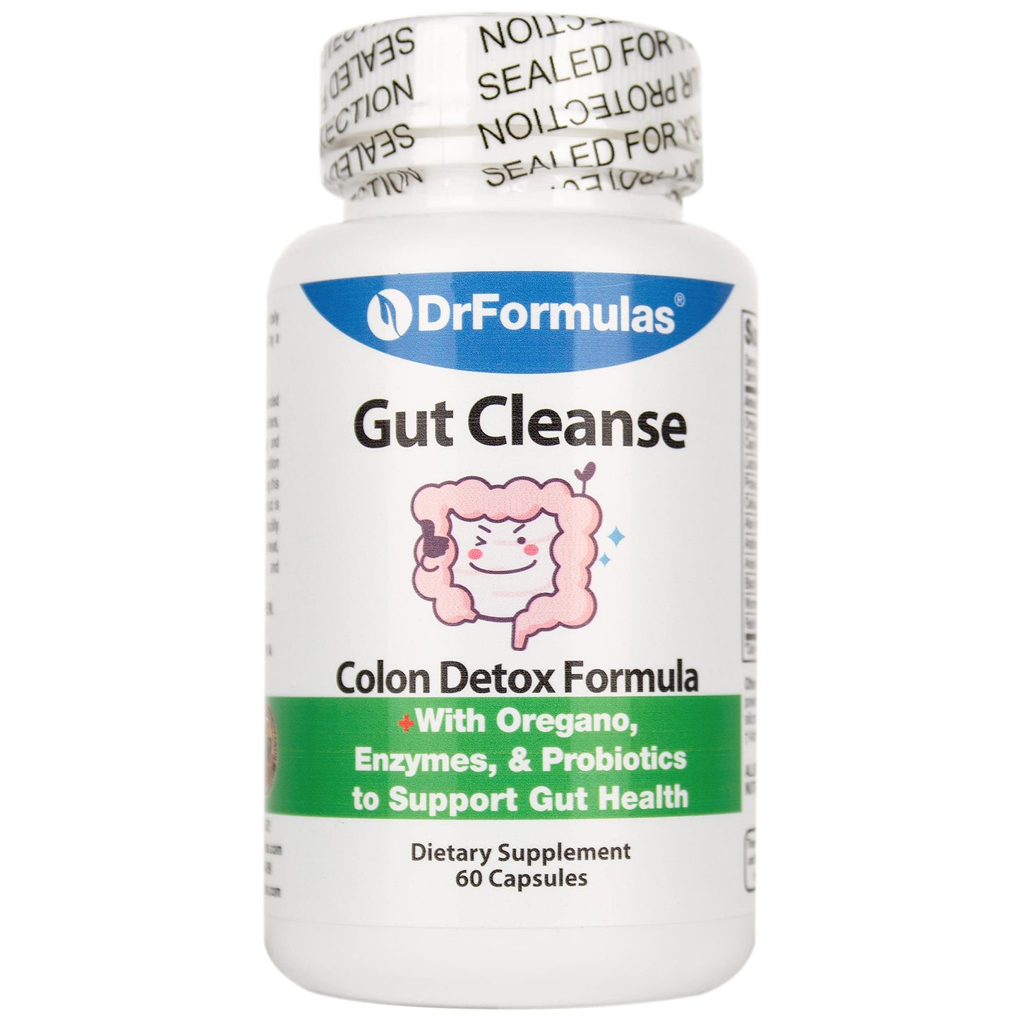 DrFormulas Gut Cleanse for Women, Men, Kids with Nexabiotic Probiotics, Oregano, Digestive Enzymes, 30 Capsules