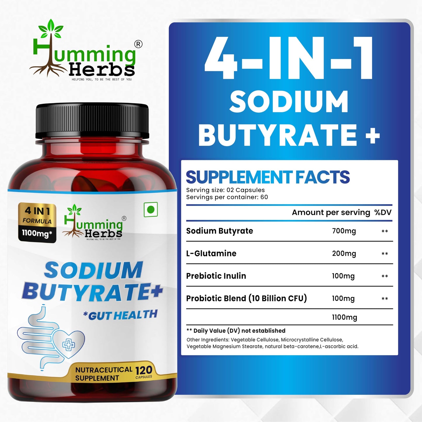 Humming Herbs Sodium Butyrate+ Capsules 120 Count