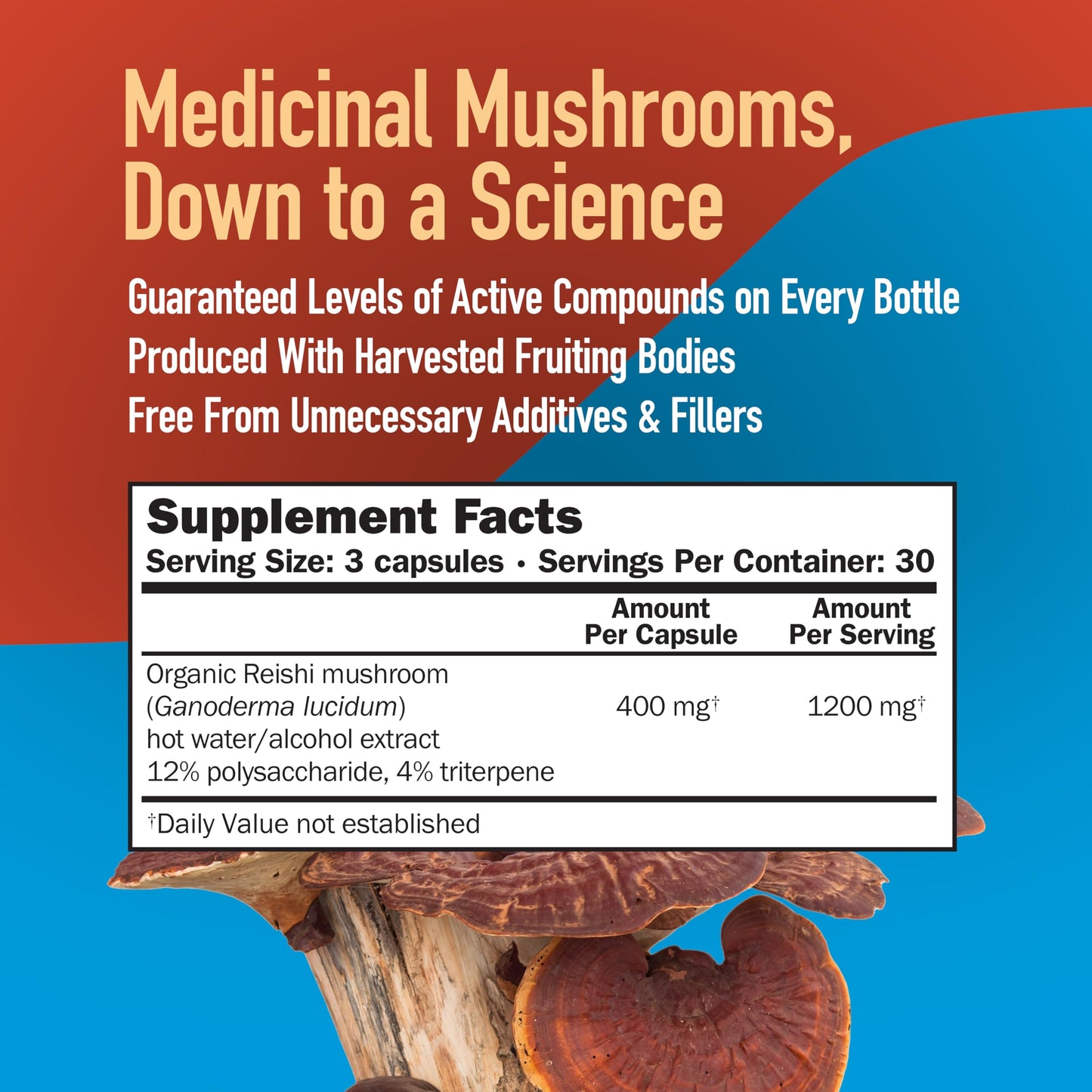 Mushroom Science Reishi Mushroom Capsules, 400mg, 90 Count