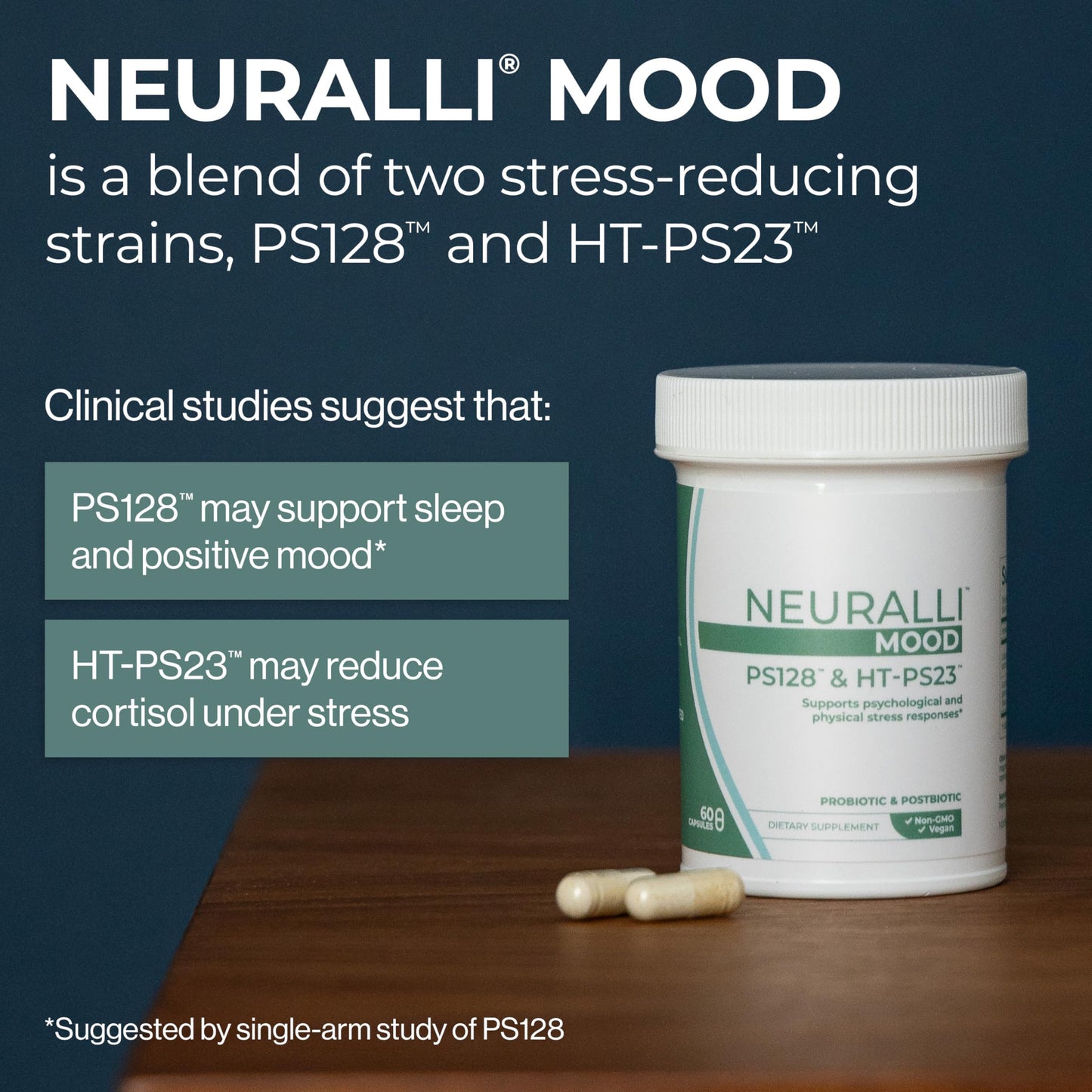 Bened Life Neuralli Mood with PS128 for Stress Relief & Recovery via The Gut-Brain Axis Capsules, 120 Count