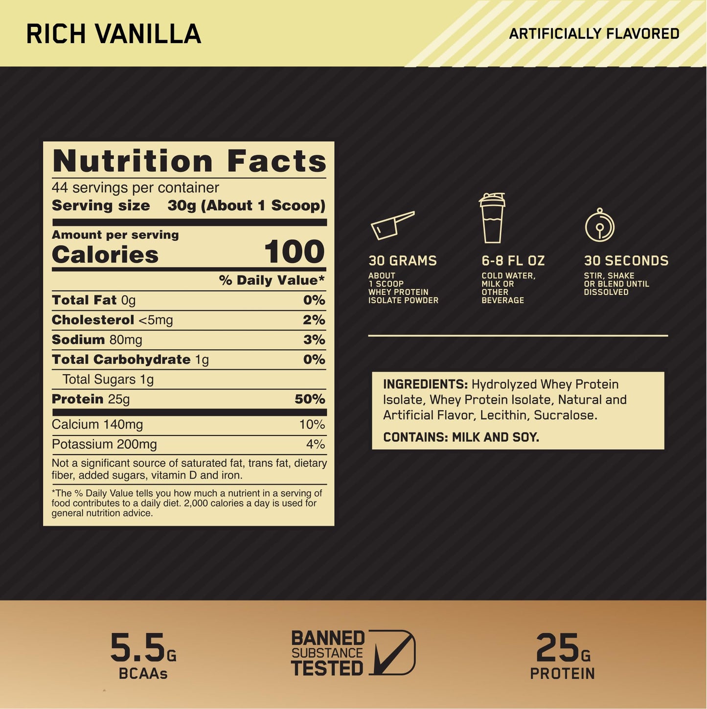 Optimum Nutrition Gold Standard 100% Isolate Whey Protein Isolate Powder, 2.91 Pounds
