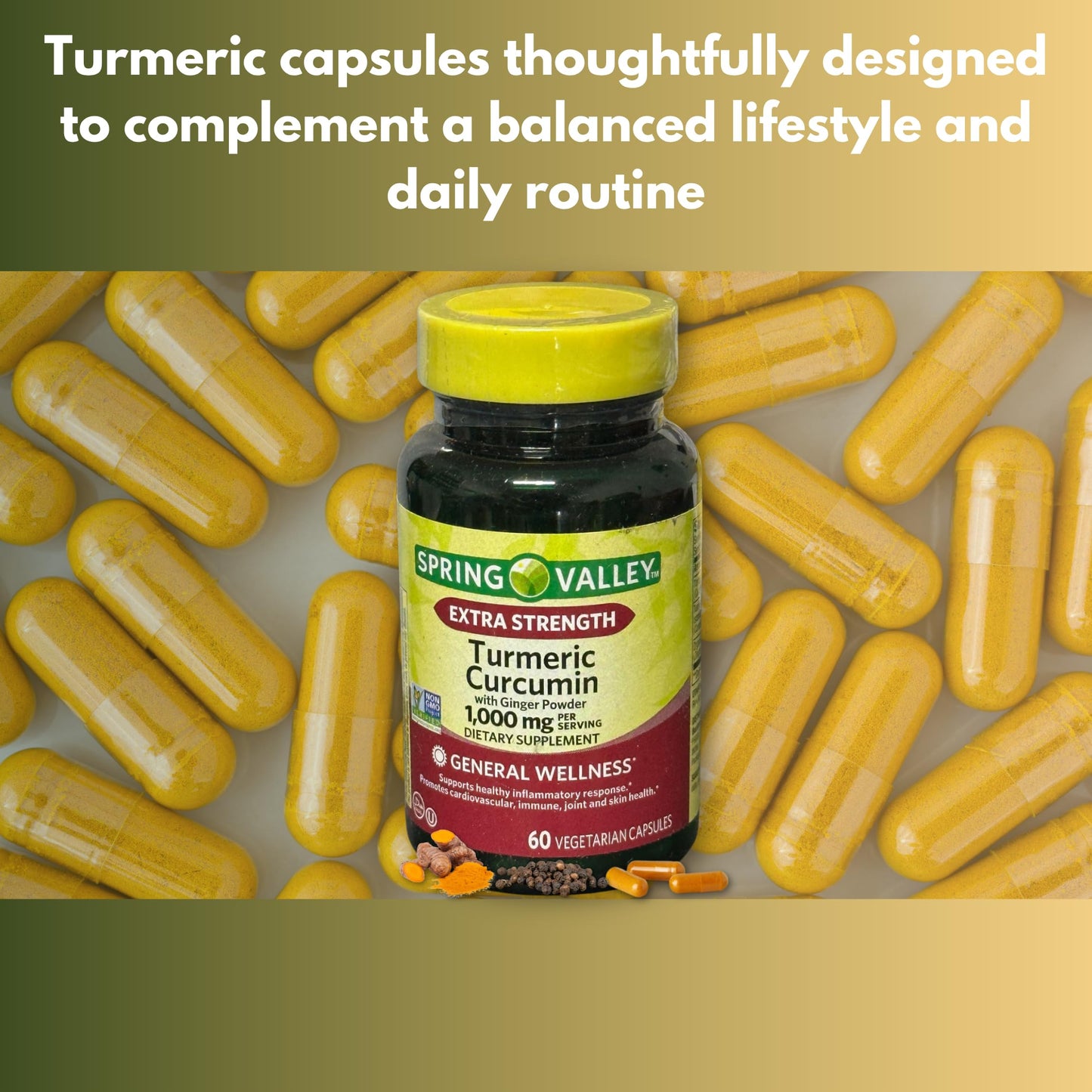 FUSION SHOP STORE Turmeric and Ginger Supplement 60 Capsules