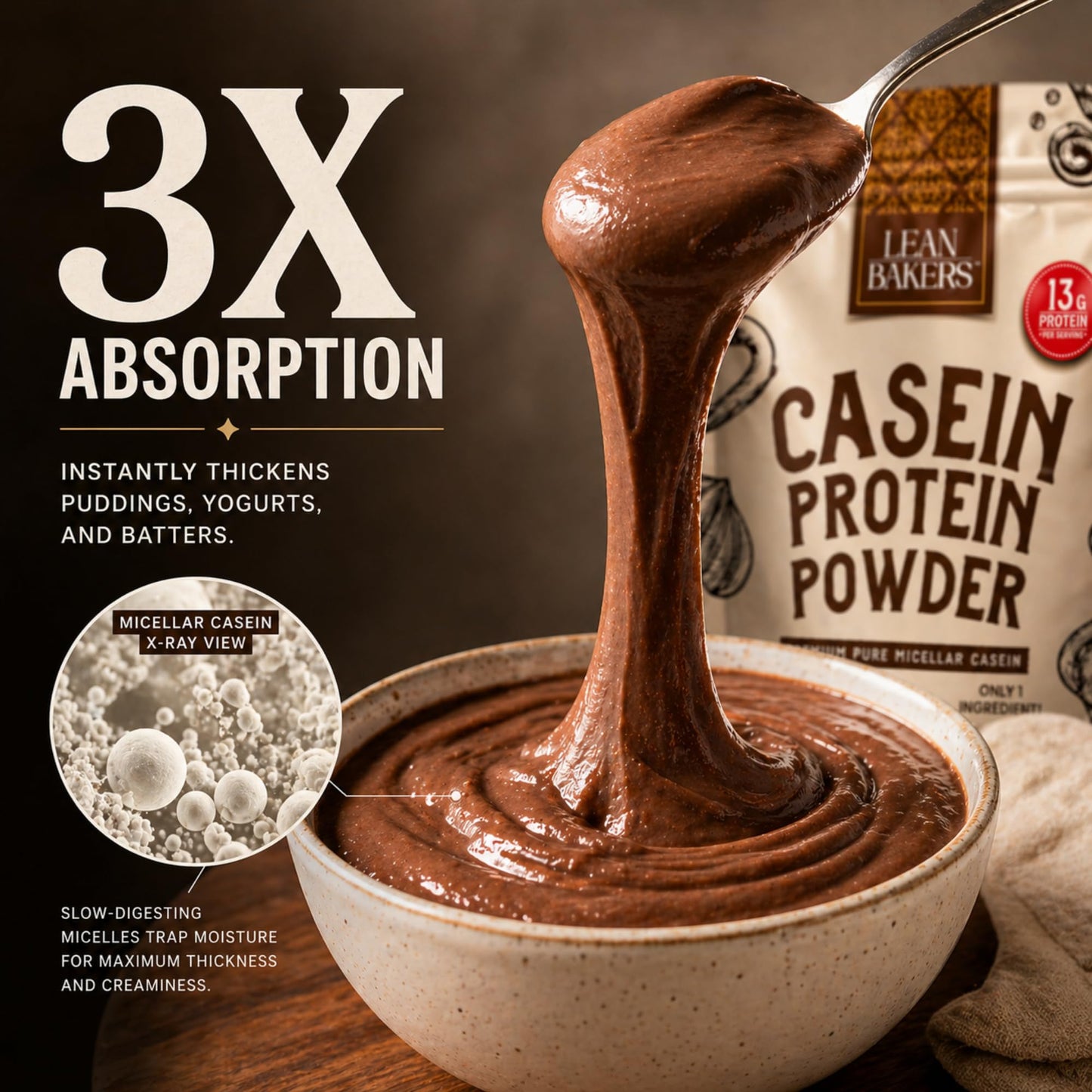 LEANBAKERS Pure Micellar Casein Protein Powder 17.1 oz