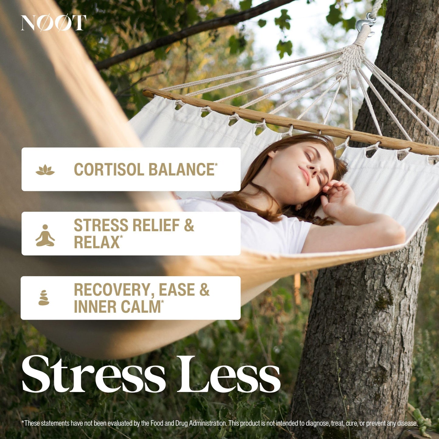 NØØT Stress Less All Natural Stress & Anxiety Support Adaptogen Mix with Ashwagandha and L-Theanine, Mood & Cortisol Support Nootropics for Women & Men, Capsules, 60 Count