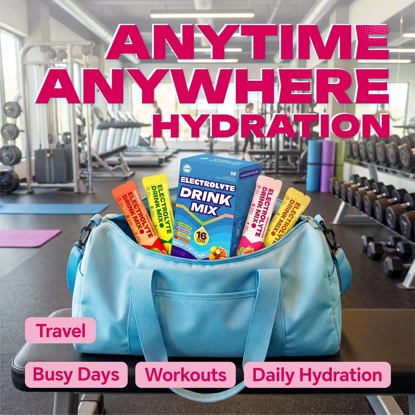 Mynzevirix High Sodium Sugar Free Electrolyte Packets Berry Mix Flavors Powder 6.35