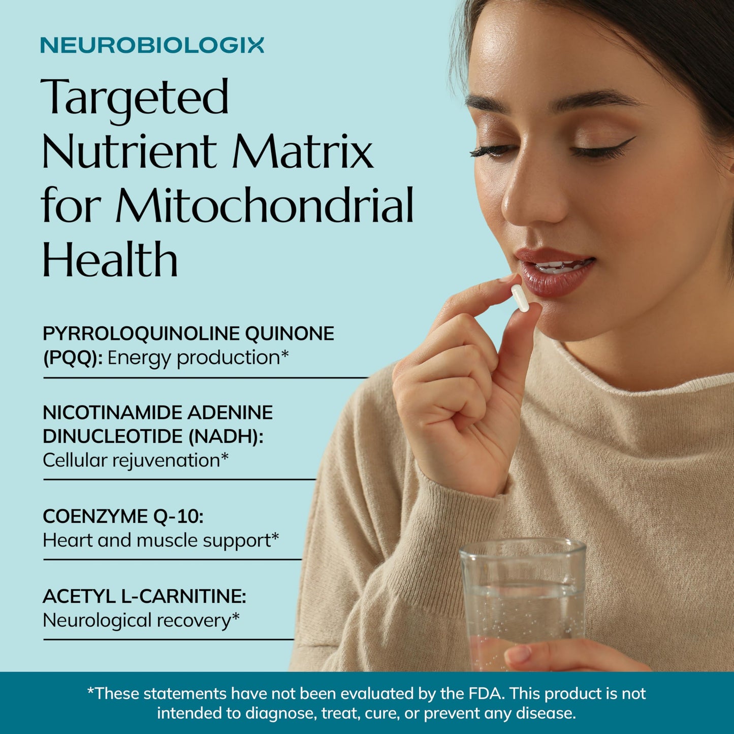 Neurobiologix Mito Cell PQQ Energy & Focus Supplement with CoQ10, Vitamin C, NADH, Acetyl L Carnitine & Antioxidants for Cellular Health & Mitochondrial Support 60 Capsules