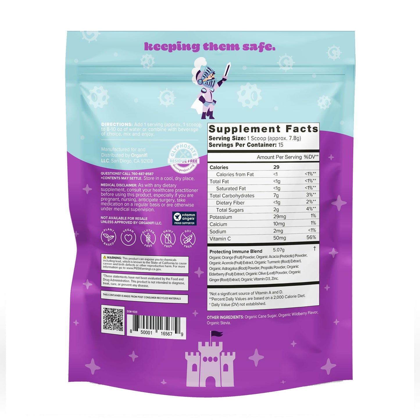 Organifi Kids Protect Everyday Immune Support Powder, 15 Servings