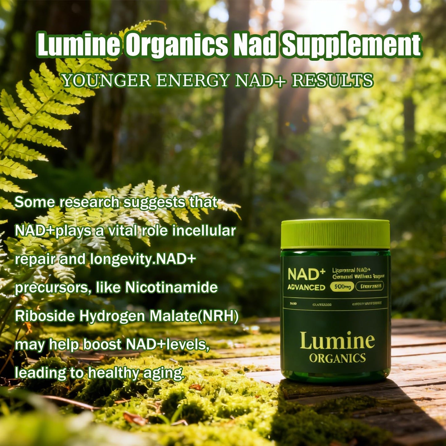 Lumine Organics NAD+ Supplement for Energy Metabolism Support Liposomal Capsules 1 Capsule