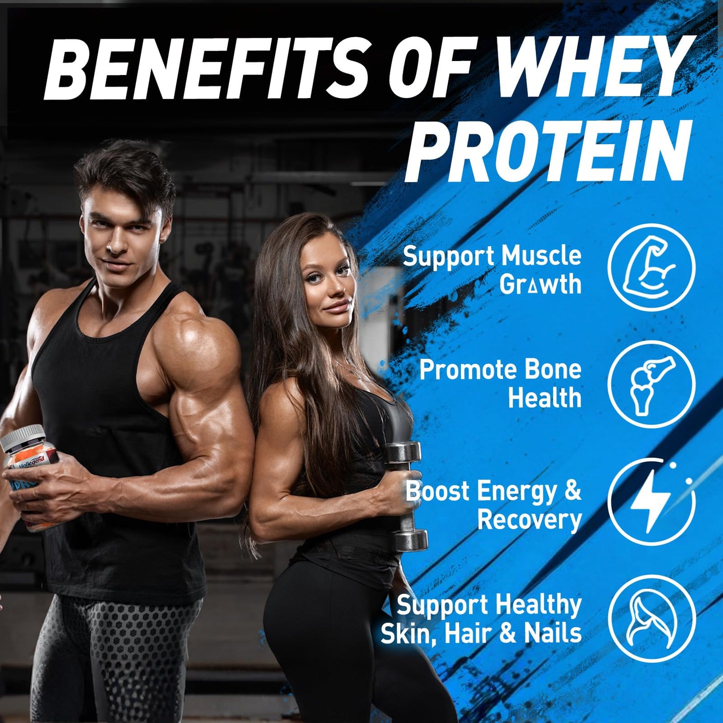 HOLLEGEND Whey Protein Gummies 14.4 oz (Pack of 2)