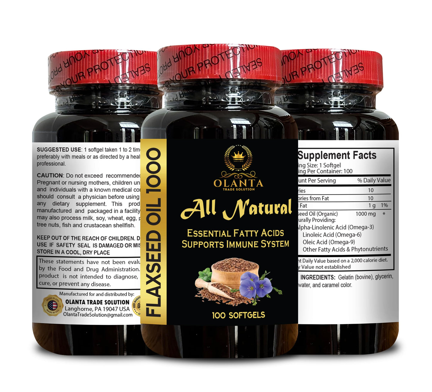 OLANTA TRADE SOLUTION Flaxseed Oil Capsules 100 Capsules