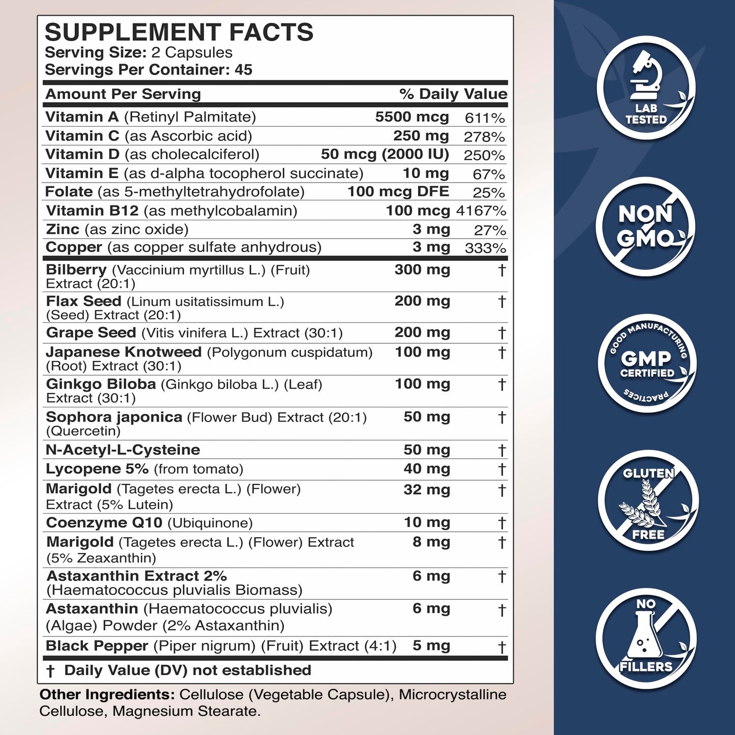 Gade Nutrition Lutein and Zeaxanthin Supplements Capsule 90 Count