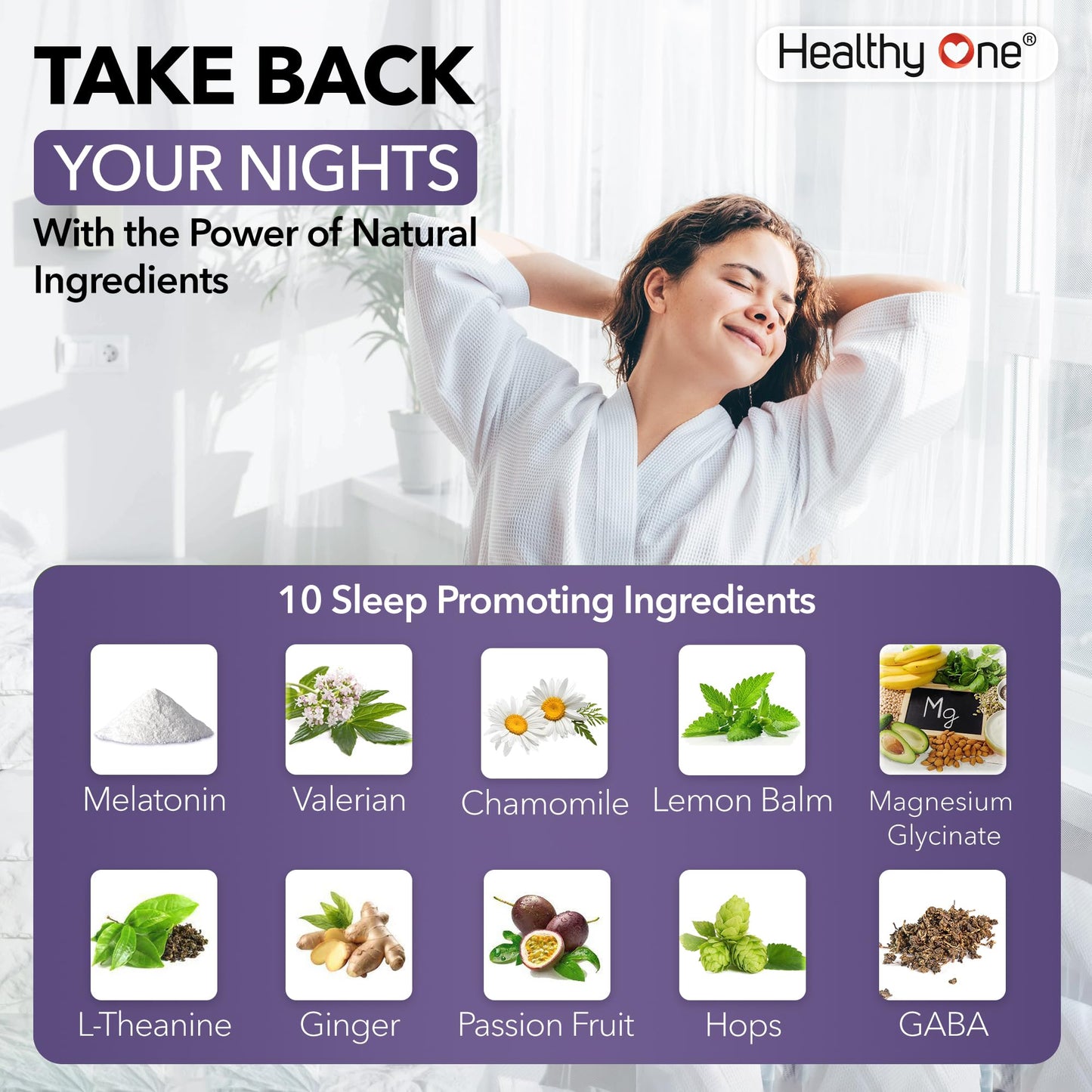 Healthy One Healthy Sleep 10-in-1 Comprehensive Sleep Formula with Melatonin Capsules 60 Count