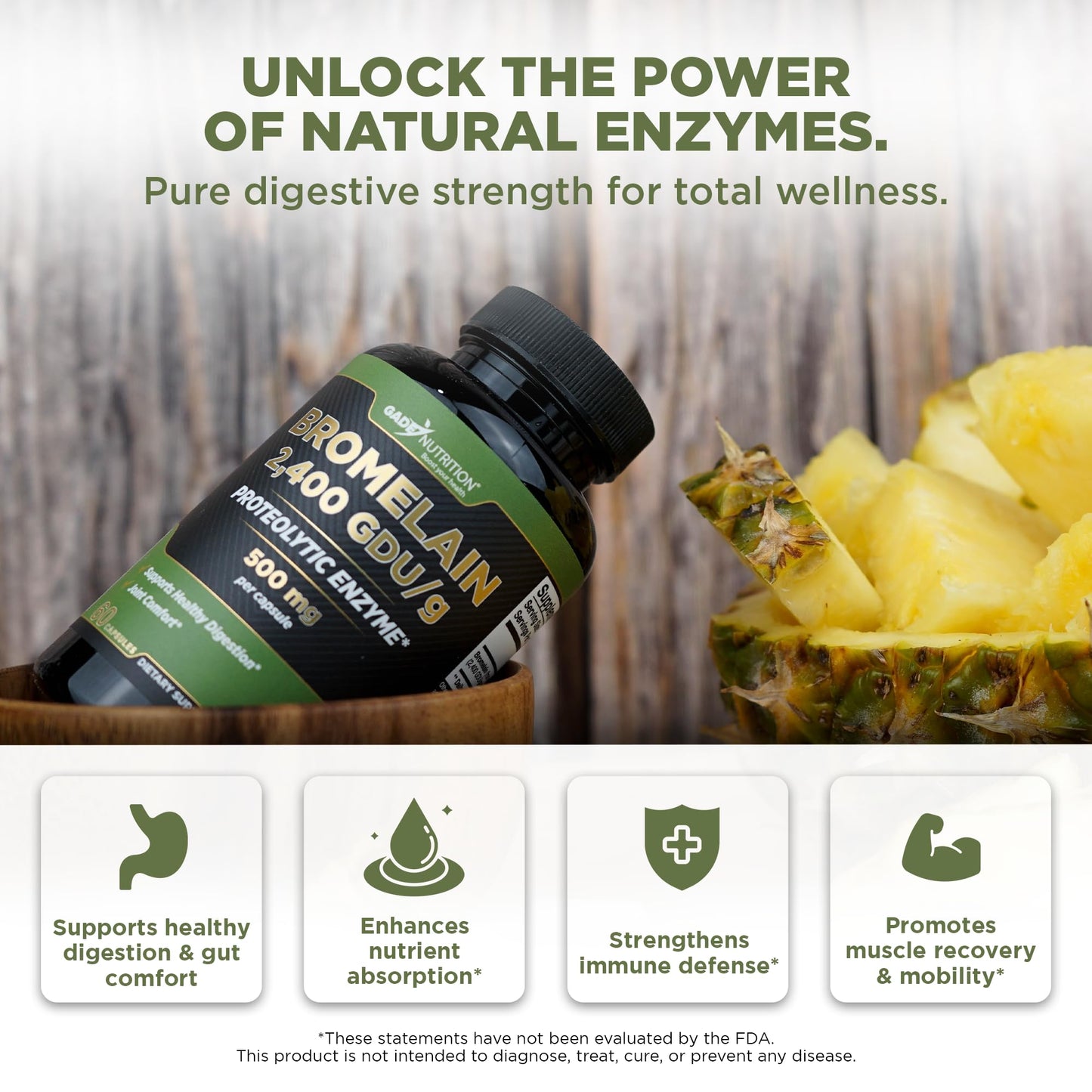 GADE NUTRITION BOOST YOUR HEALTH Bromelain Supplement Capsules 60 Count