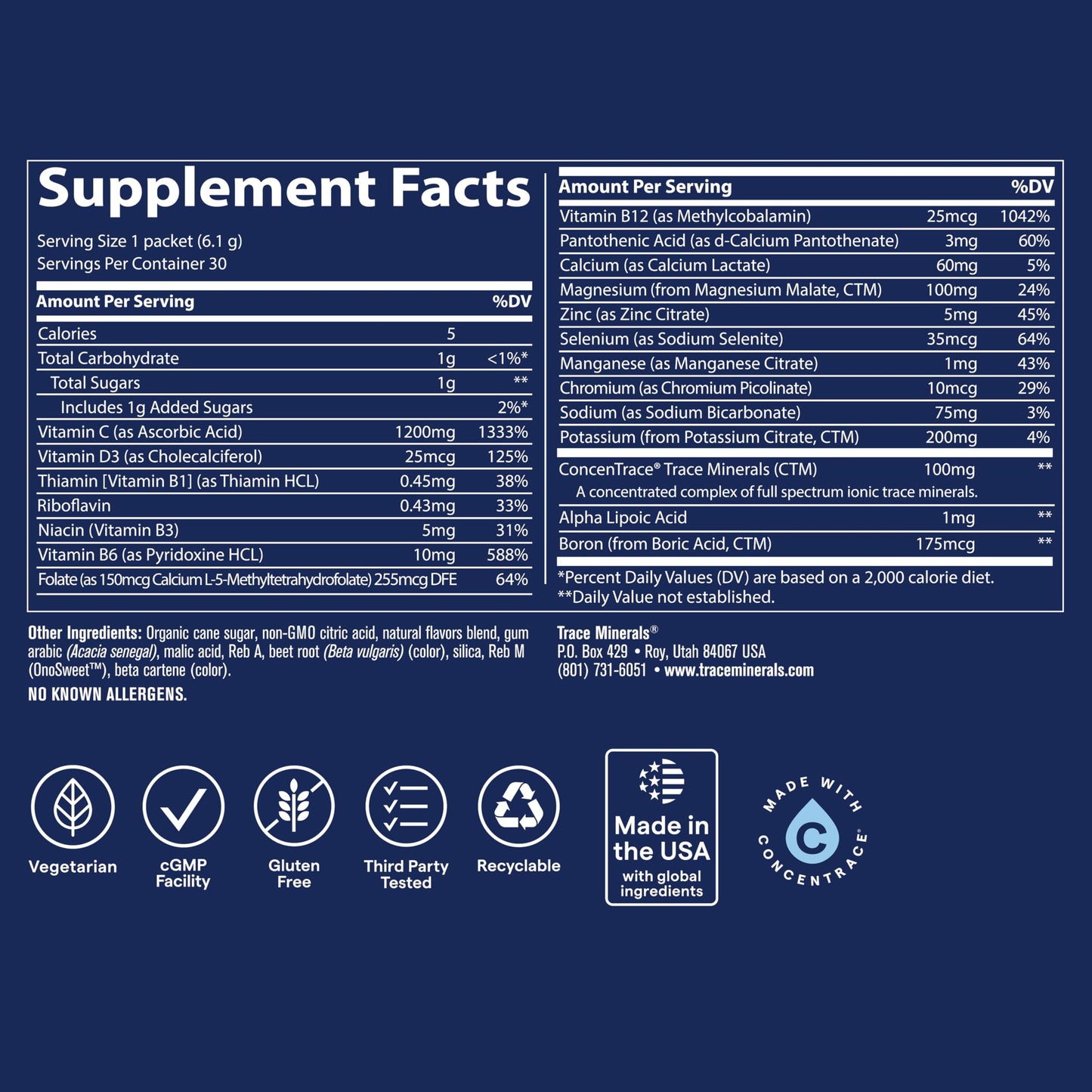 Trace Minerals Power Pak Electrolyte Packets Powder 30 Count