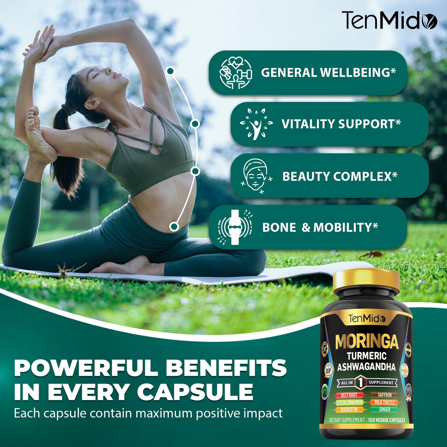 Tenmido Moringa Oleifera Supplement Capsule 150 Count