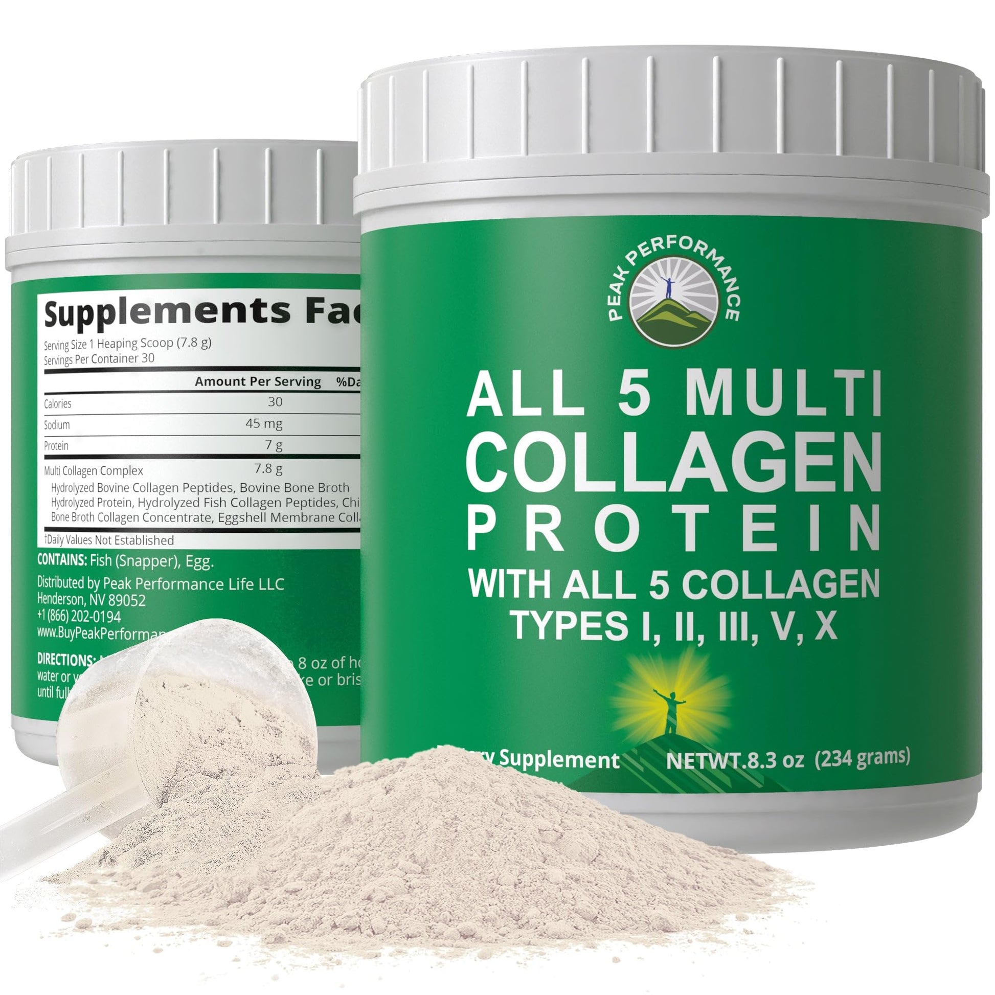 Peak Performance All 5 Multi-Collagen Protein Powder, 8.3 oz