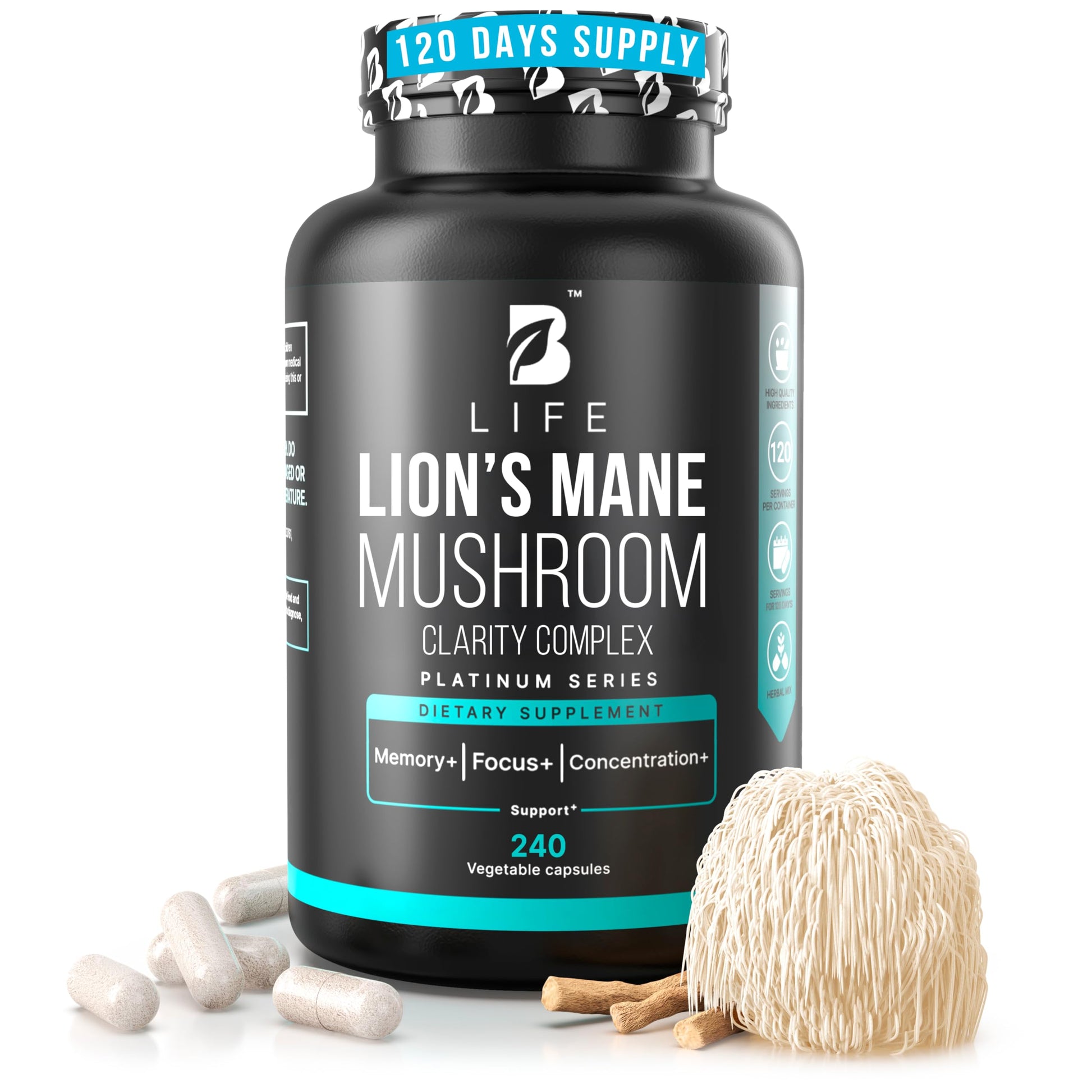 B Life Company Lion’s Mane Mushroom Capsules 240 Capsules