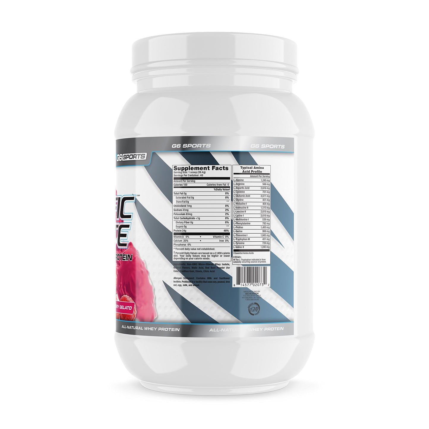 G6 Sports Prolific Isolate All Natural Whey Protein Isolate Powder, 40