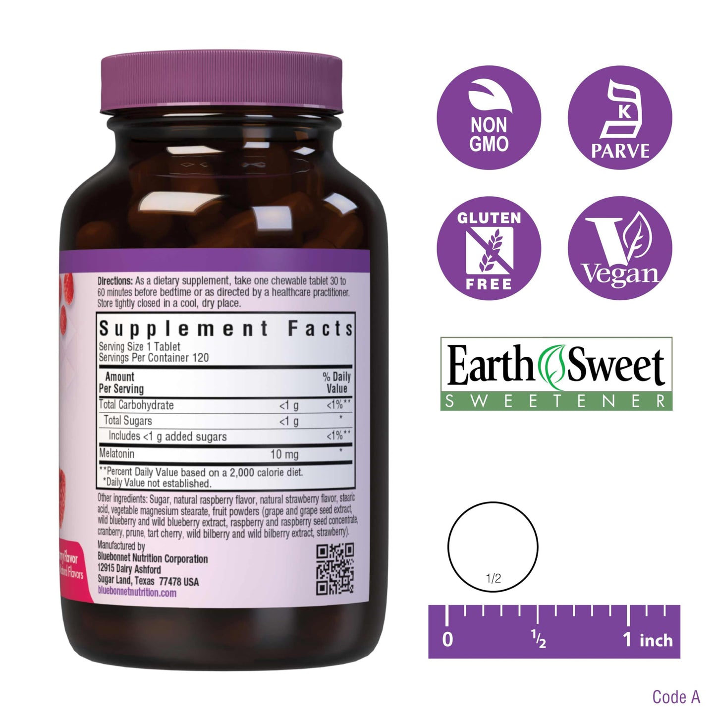BlueBonnet EarthSweet Melatonin 10 mg Tablet, 120 Count