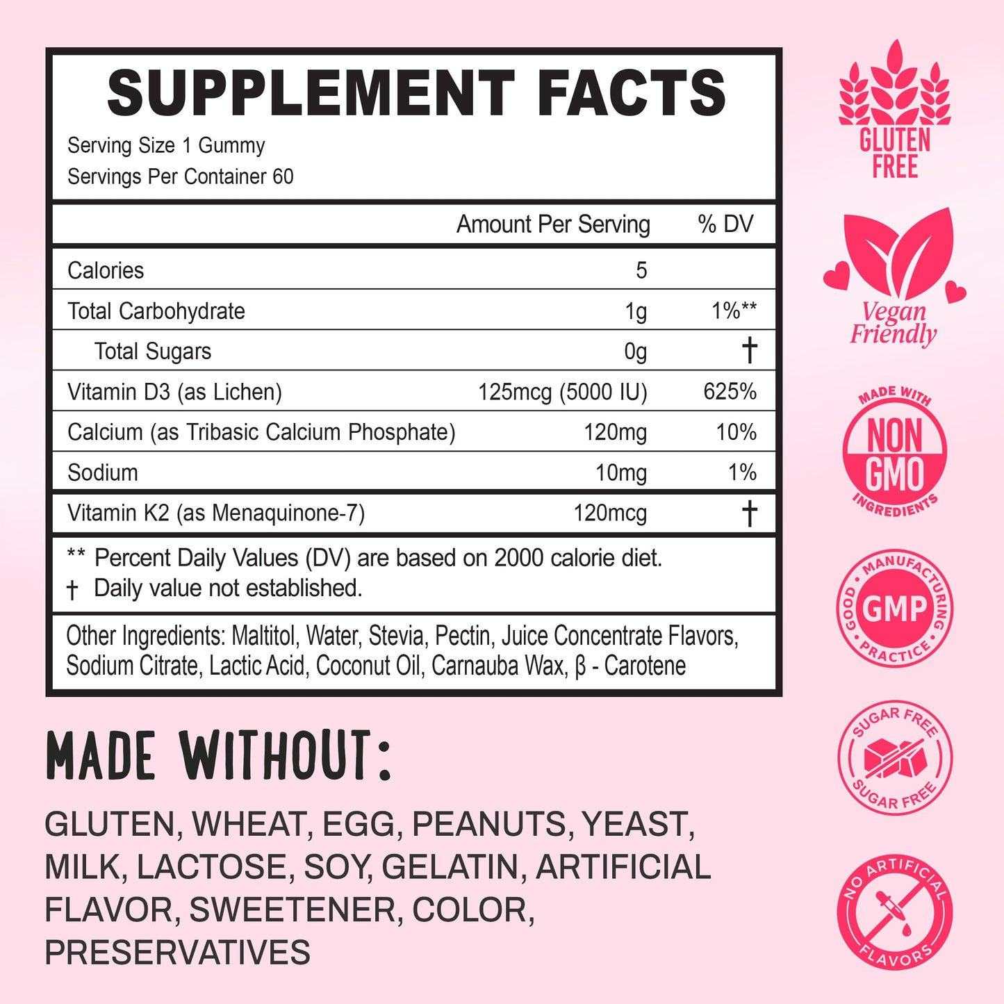 OH MY CHEWY Vitamin D3 K2 & Calcium Gummies, 60 Count